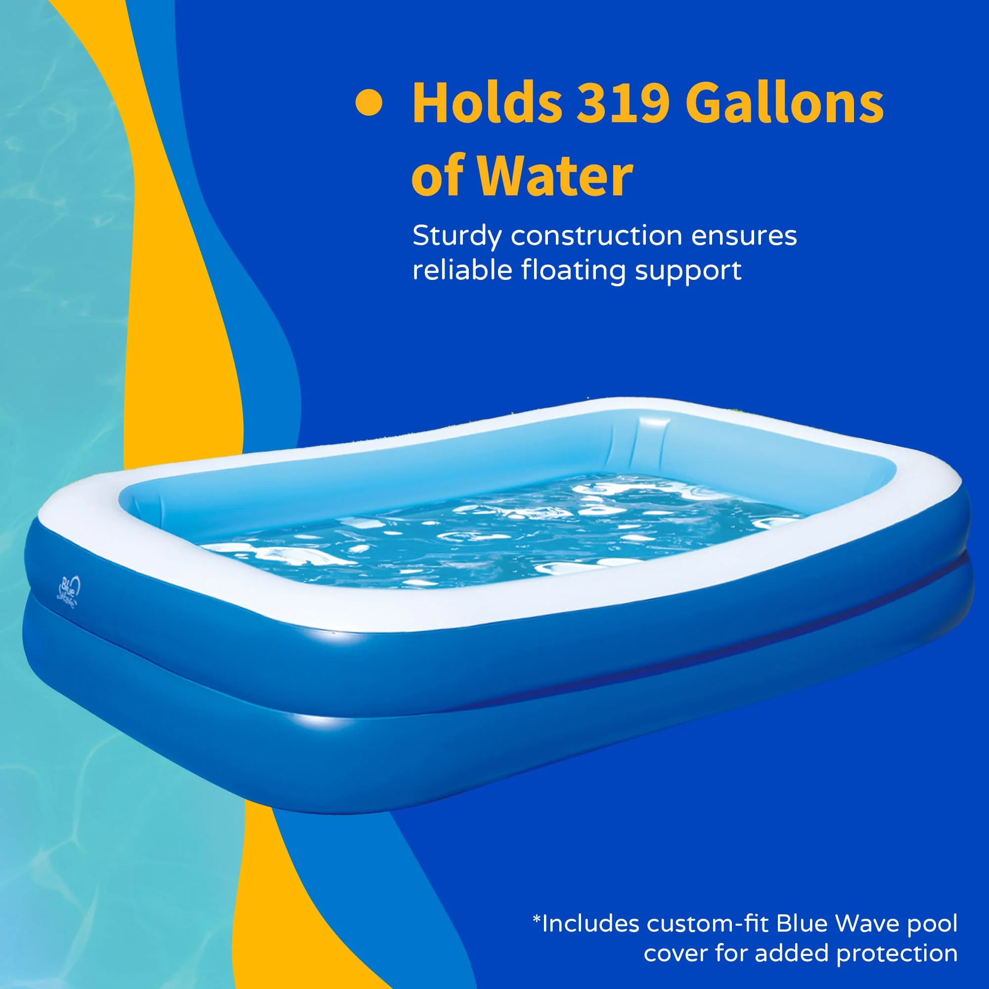 Inflatable 103-in x 69-in x 22-in Deep Rectangular Family Pool with Cover - Image 3