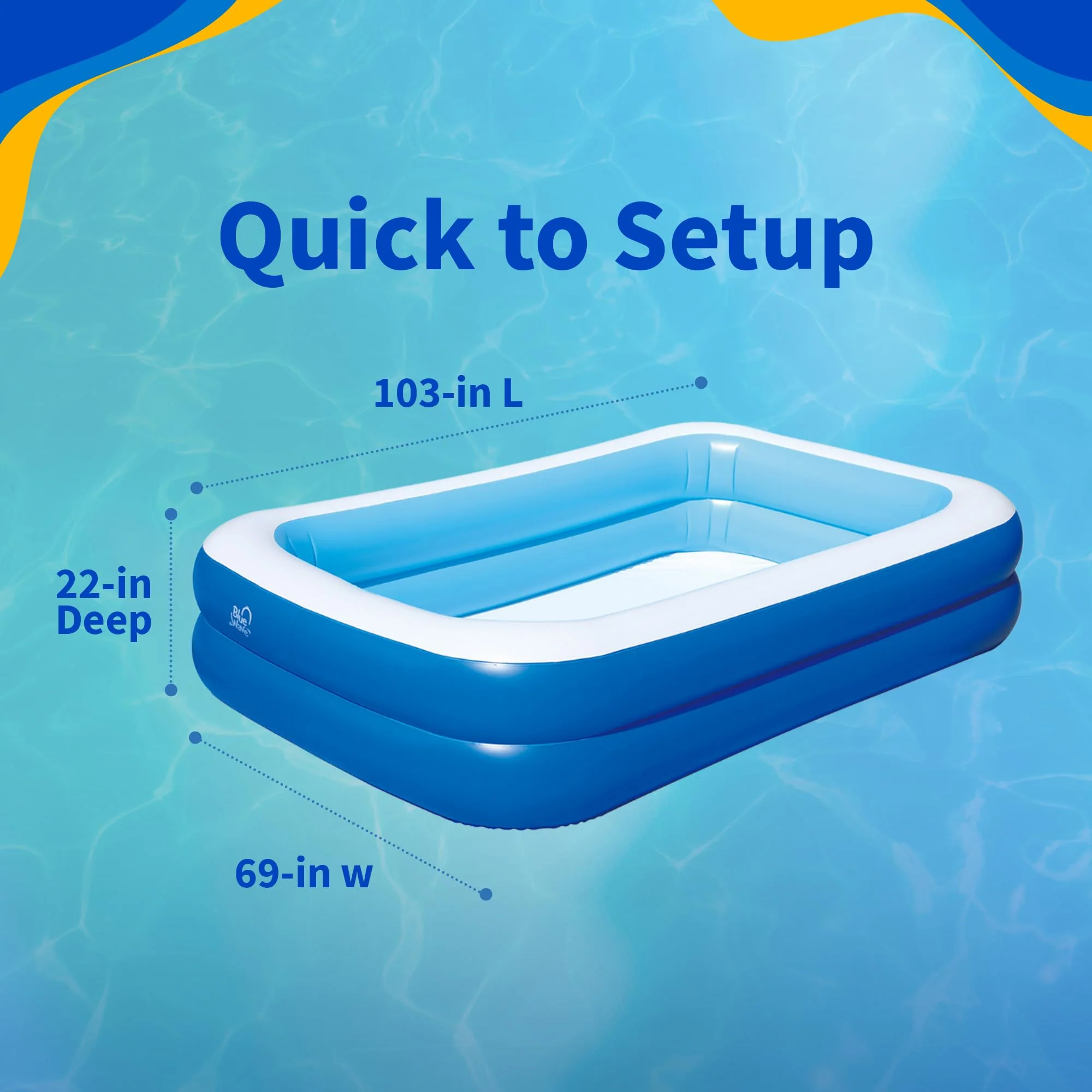 Inflatable 103-in x 69-in x 22-in Deep Rectangular Family Pool with Cover - Image 6