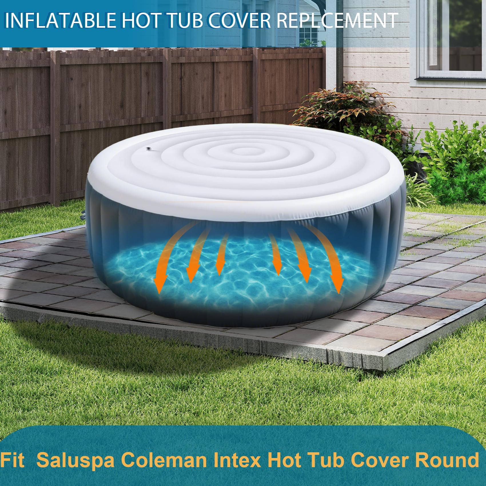 Inflatable Hot Tub Cover Round, Fits Saluspa Coleman Intex Cover, Thermal Insulated & Energy-Saving Weatherproof Protector, Unique Design Flexible Adjust Pool Cover Size Replacement-Life Time Support - Image 4