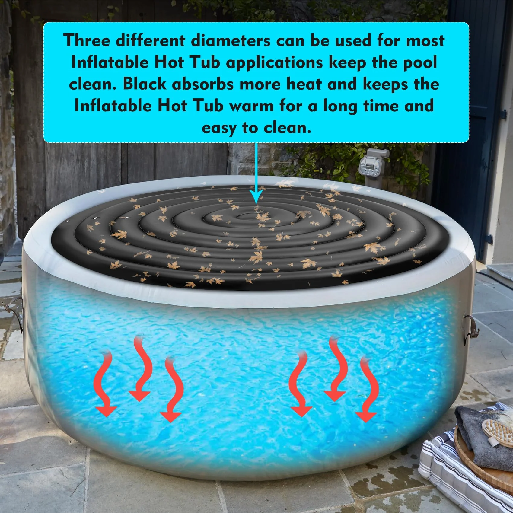 Inflatable Hot Tub Cover Round Replacement All Saluspa Intex Spa Covers Insert One Size Fits All Insulated Thermal Energy Saving Hot Tub Lid Round Replacement Used for Rain-Proof Snow-Proof spa Cover - Image 5