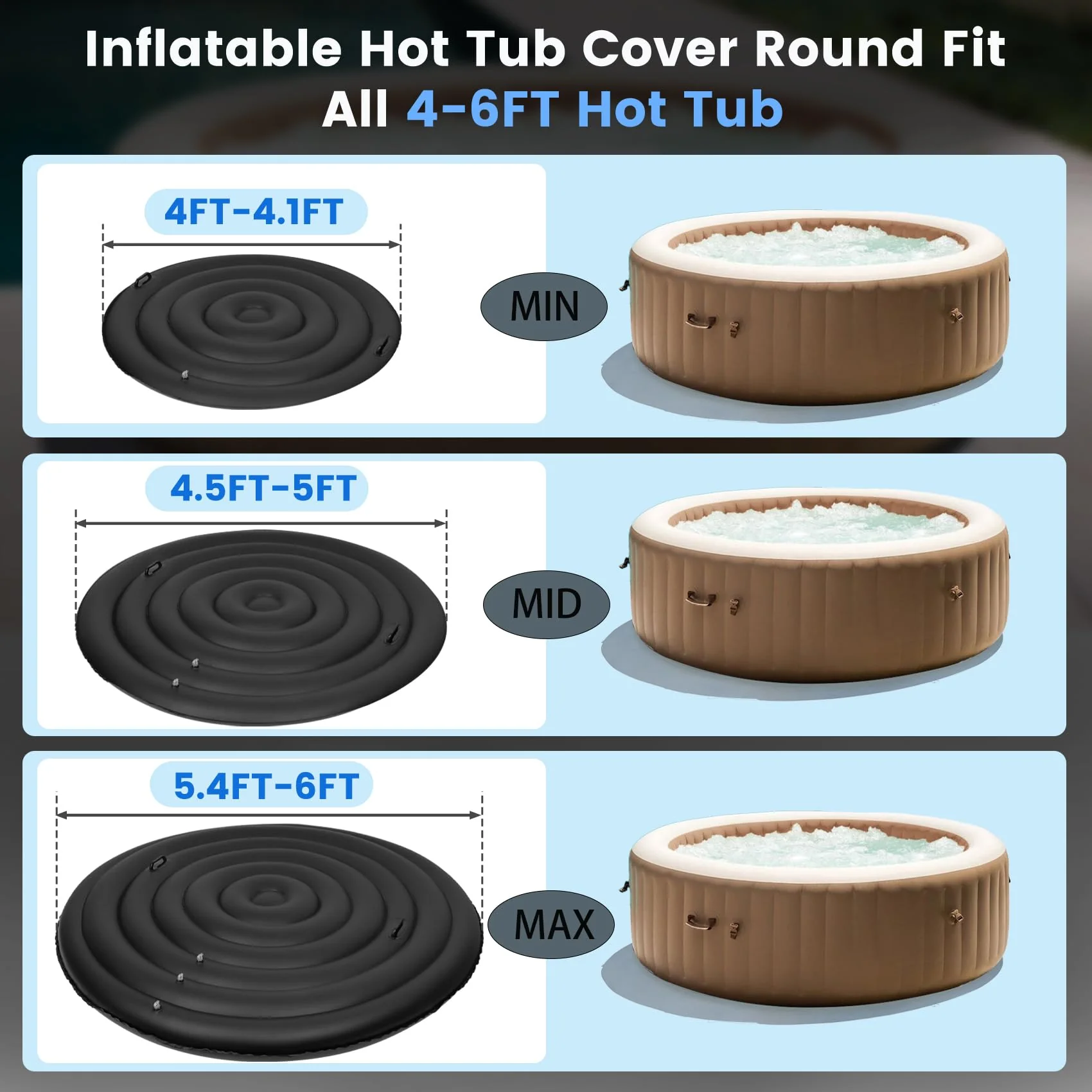 Inflatable Hot Tub Cover Round Replacement All Saluspa Intex Spa Covers Insert One Size Fits All Insulated Thermal Energy Saving Hot Tub Lid Round Replacement Used for Rain-Proof Snow-Proof spa Cover - Image 7