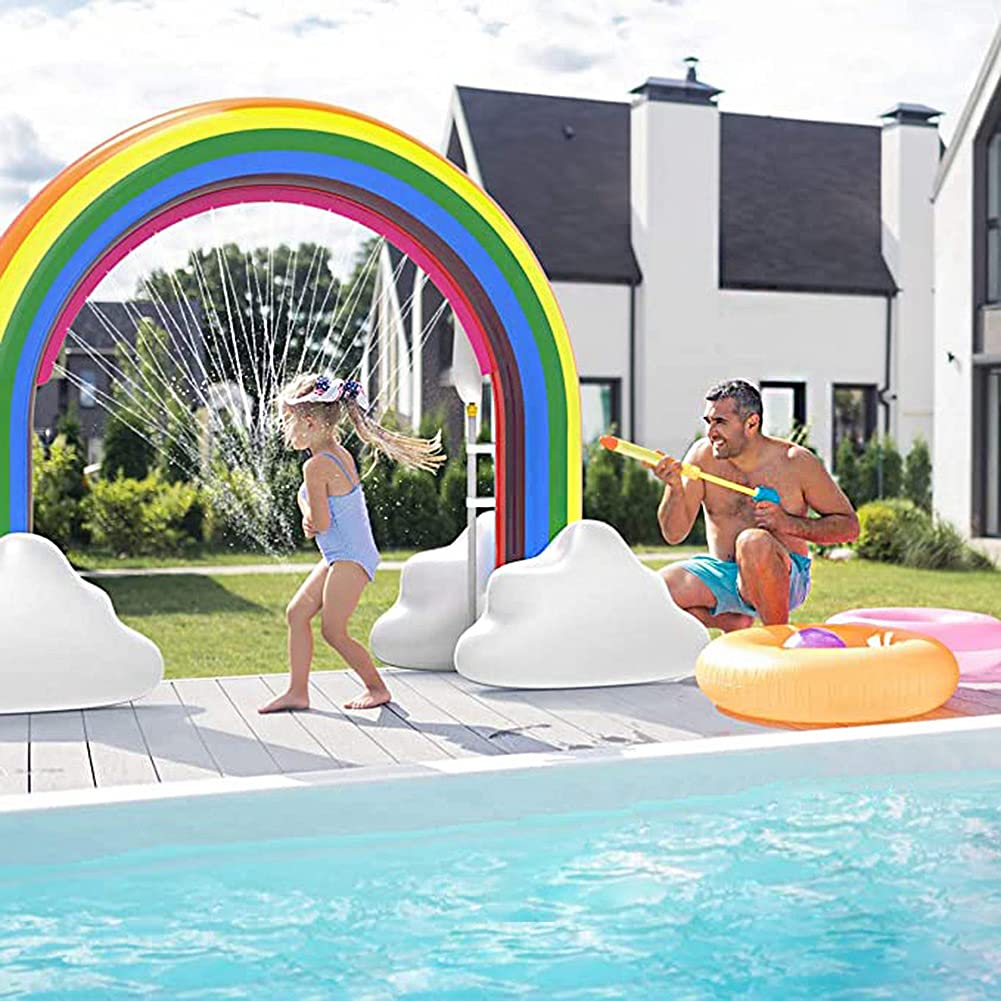Inflatable Rainbow Cloud Sprinkler Toys, 8 x 5.5 Ft Summer Sprinkler Backyard Water Park Supply for Kids - Image 2