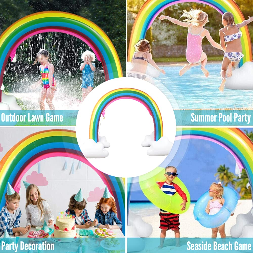 Inflatable Rainbow Cloud Sprinkler Toys, 8 x 5.5 Ft Summer Sprinkler Backyard Water Park Supply for Kids - Image 3
