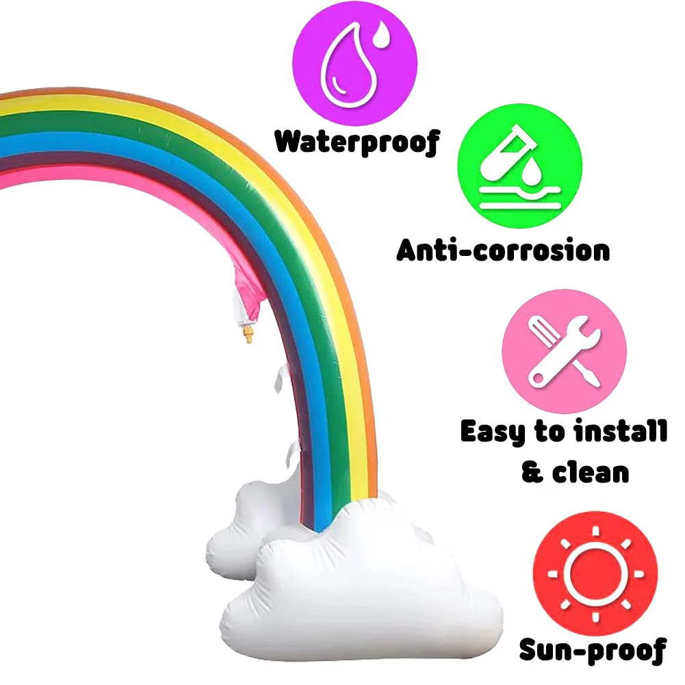 Inflatable Rainbow Cloud Sprinkler Toys, 8 x 5.5 Ft Summer Sprinkler Backyard Water Park Supply for Kids - Image 5