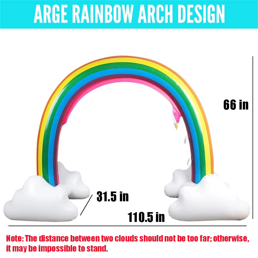 Inflatable Rainbow Cloud Sprinkler Toys, 8 x 5.5 Ft Summer Sprinkler Backyard Water Park Supply for Kids - Image 6