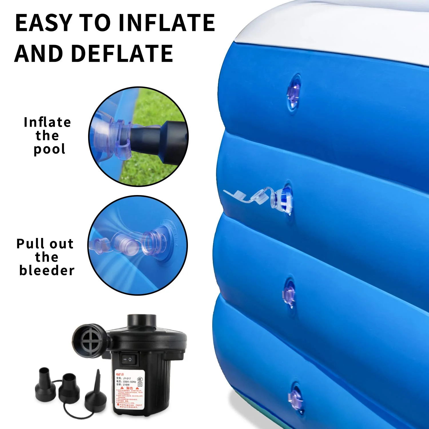 Inflatable Swimming Pool, 70x55x29 inch Inflatable Pool, Family Pool, Summer Water Party, Kids, Outdoor, Garden, Backyard (A 70x55x29in) - Image 5