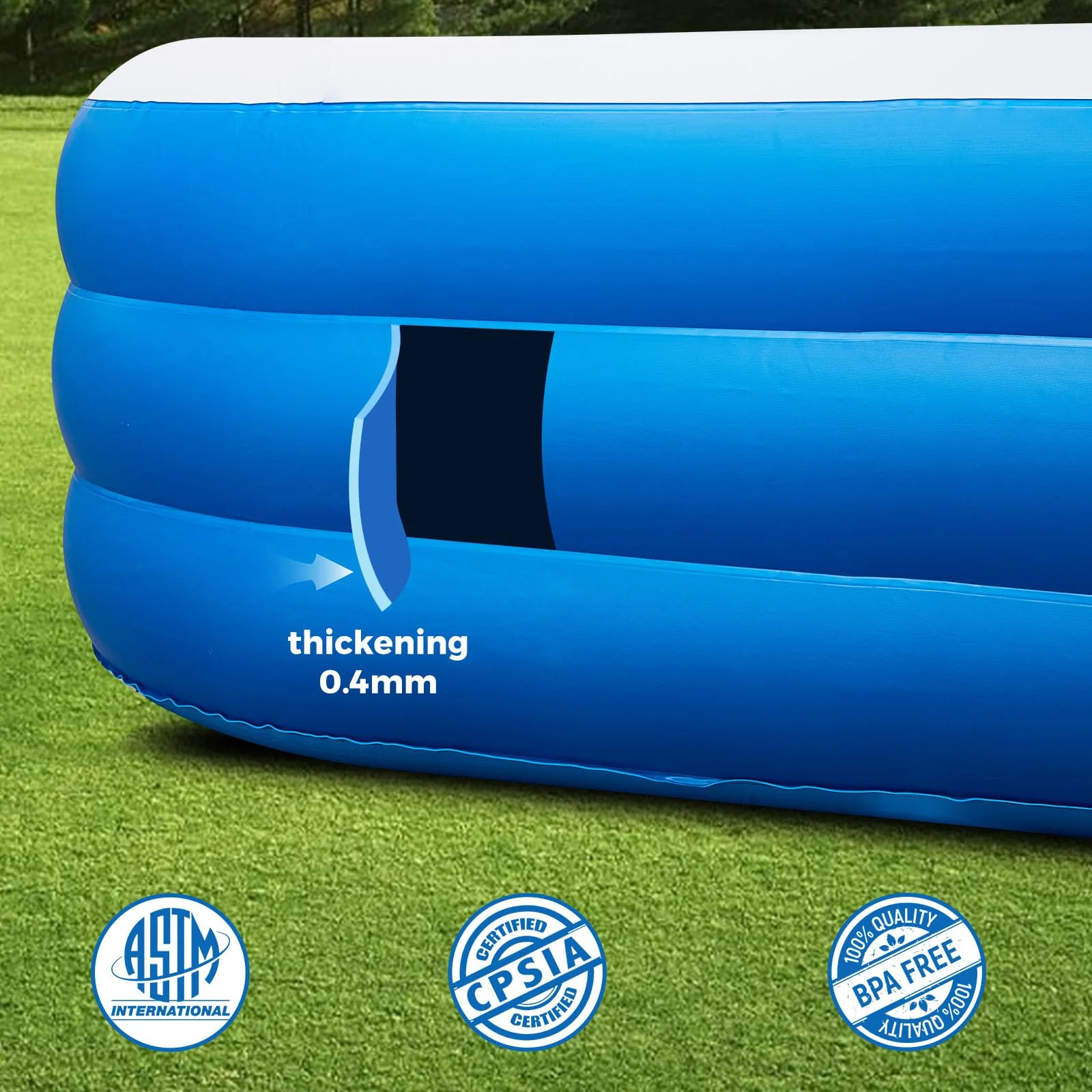 Inflatable Swimming Pool with Pool Lights, 130" x 72" x 22" Full-Sized Large Inflatable Family Pool, Summer Water Party, Outdoor, Garden Backyard, Suitable for Adults - Image 4