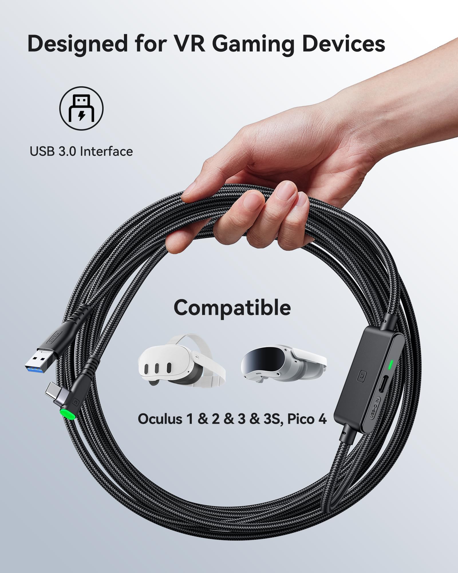 INIU Link Cable, [16FT 5m] VR Cable USB 3.0 High Speed Type C Charger Cable Fast Charging While Playing,USB to USB C Cable for Meta Oculus Quest 3S 3 2 Pico 4 Accessories and Gaming PC Steam VR - Image 6