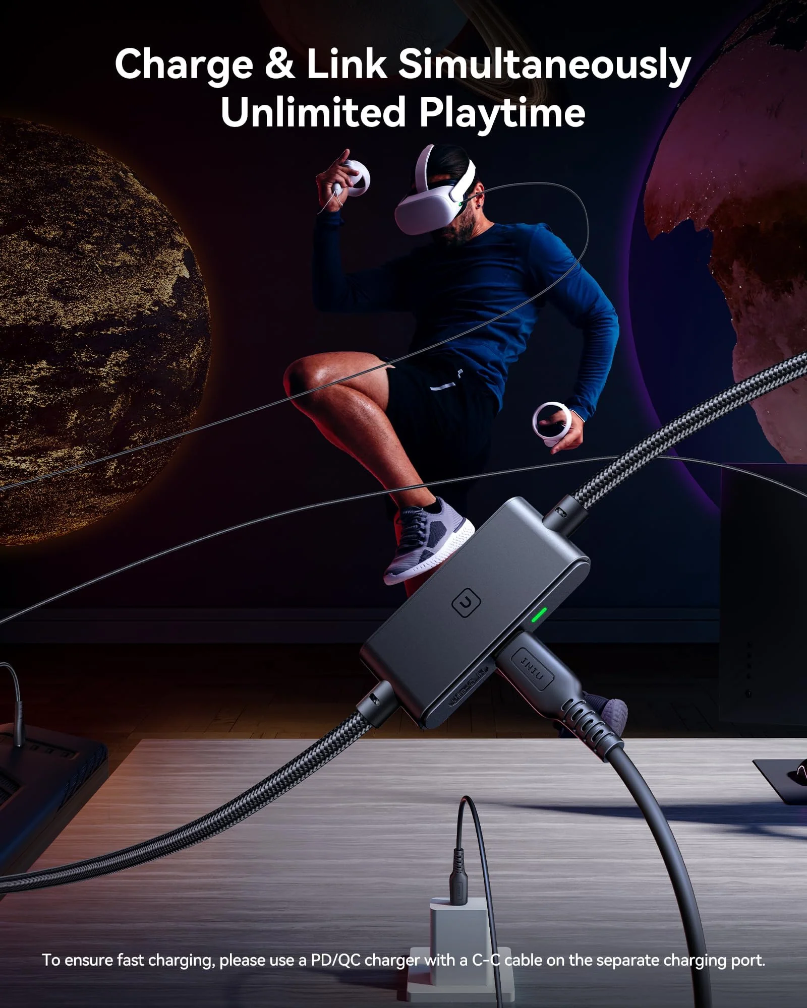 INIU Link Cable, [16FT 5m] VR Cable USB 3.0 High Speed Type C Charger Cable Fast Charging While Playing,USB to USB C Cable for Meta Oculus Quest 3S 3 2 Pico 4 Accessories and Gaming PC Steam VR - Image 7
