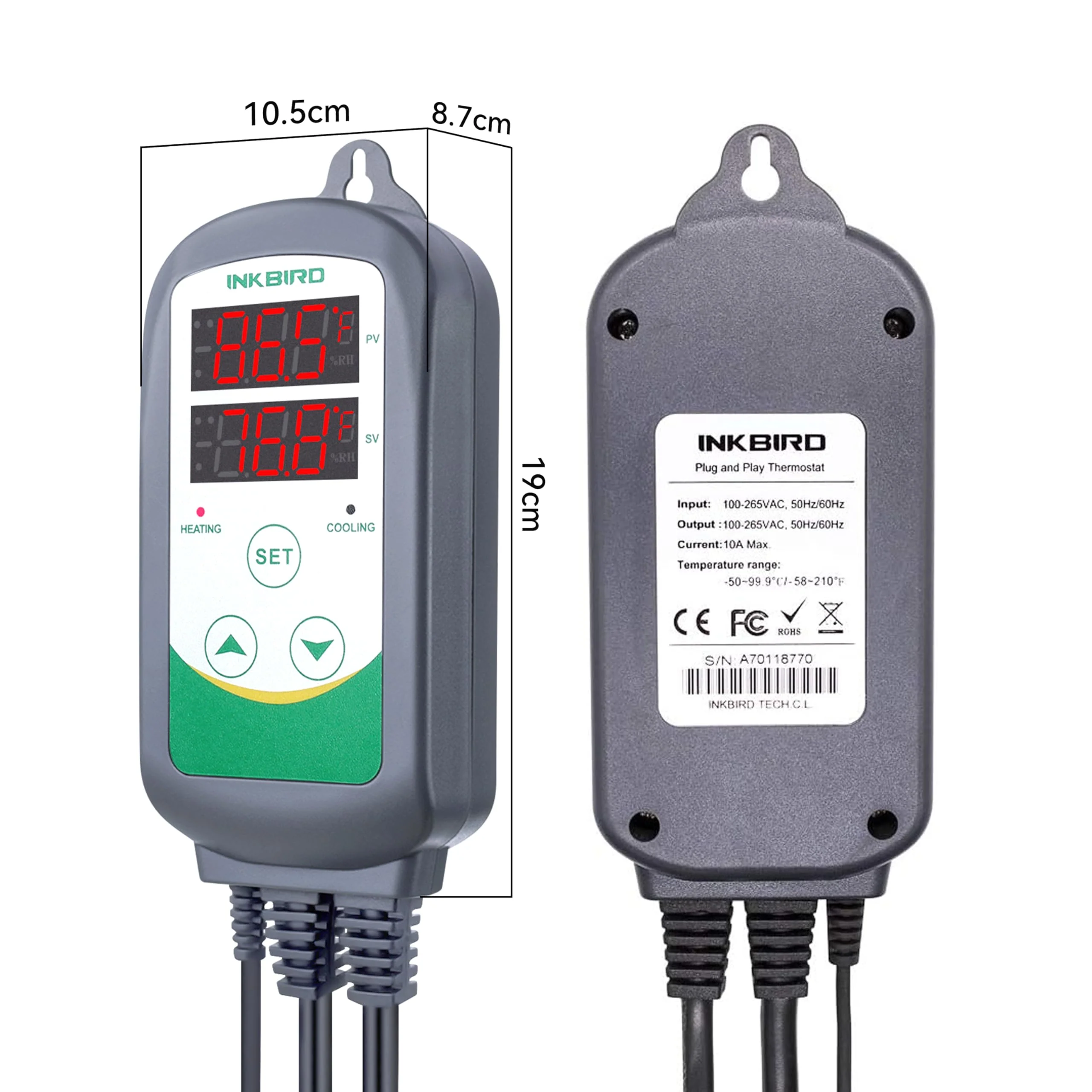 Inkbird ITC-308 Digital Temperature Controller 2-Stage Outlet Thermostat Heating and Cooling Mode Carboy Homebrew Fermenter Greenhouse Terrarium 110V 10A 1100W - Image 4