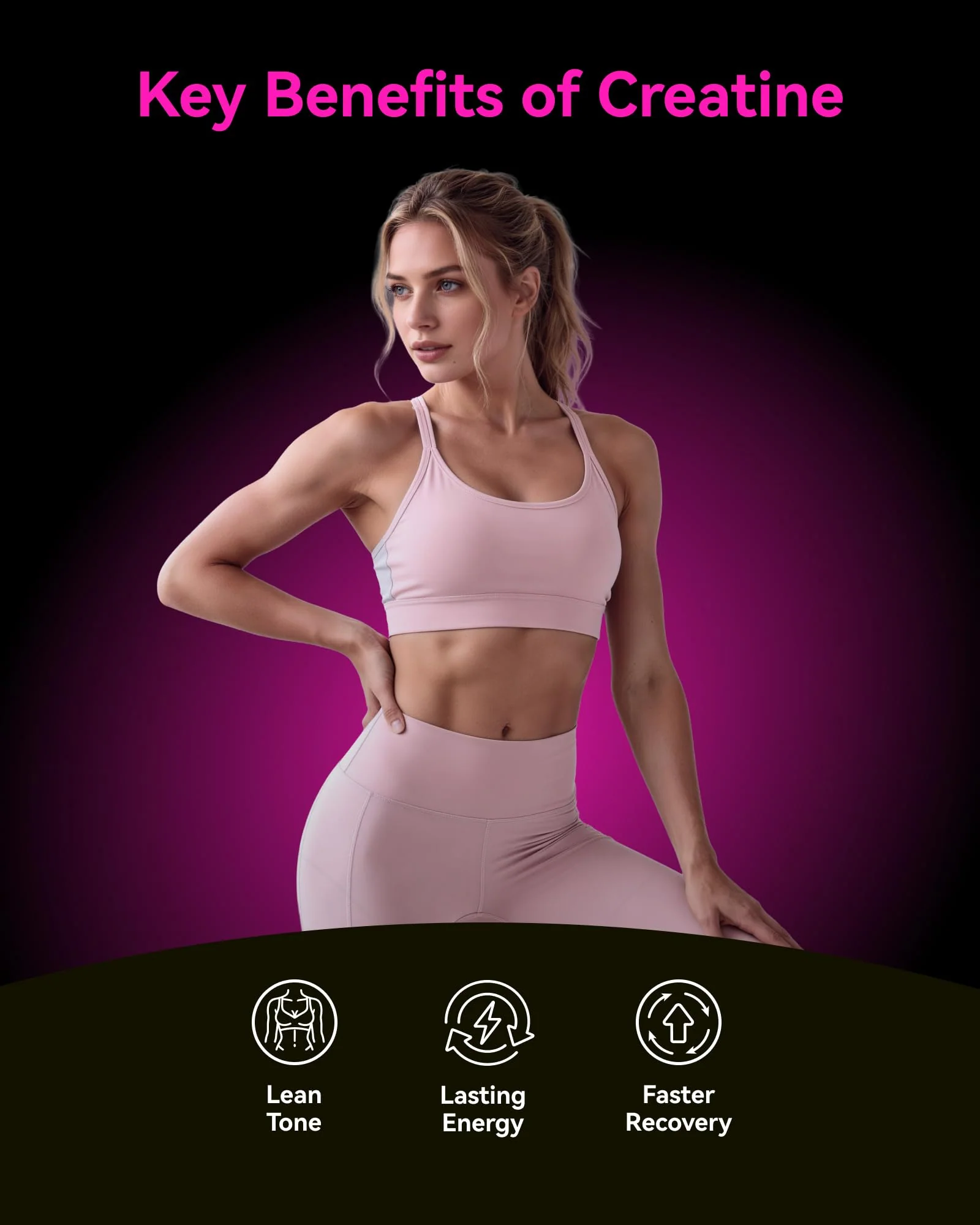 Inner Brightness Creatine Monohydrate Gummies for Women 5000mg - 6-in-1 with Biotin, Zinc, B6, B12 - Sugar-Free Raspberry Creatine Chewables for Muscle, Energy & Skin - 120 Count - Image 3