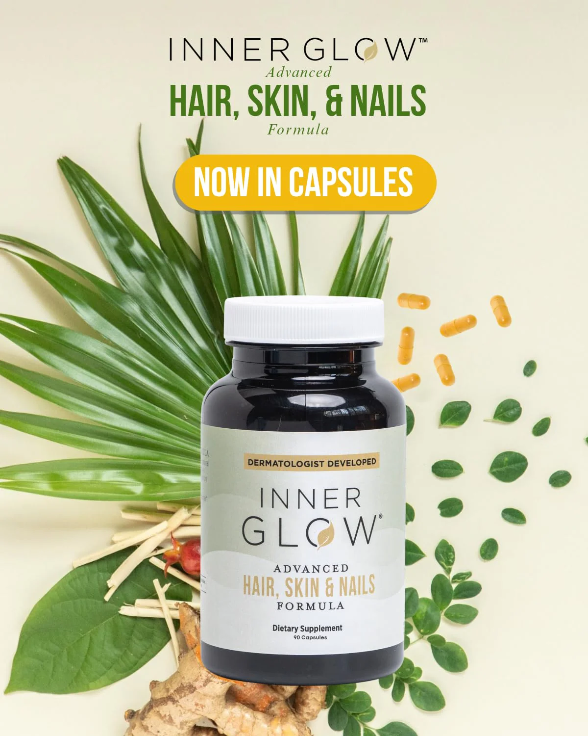 Inner Glow Advanced Hair, Skin & Nails Vitamins – Doctor-Developed Hair Supplement with Biotin, Collagen Peptides, Vitamin D & B12 – Clinically Tested 12-Week Results, Made in USA, Non-GMO - Image 4