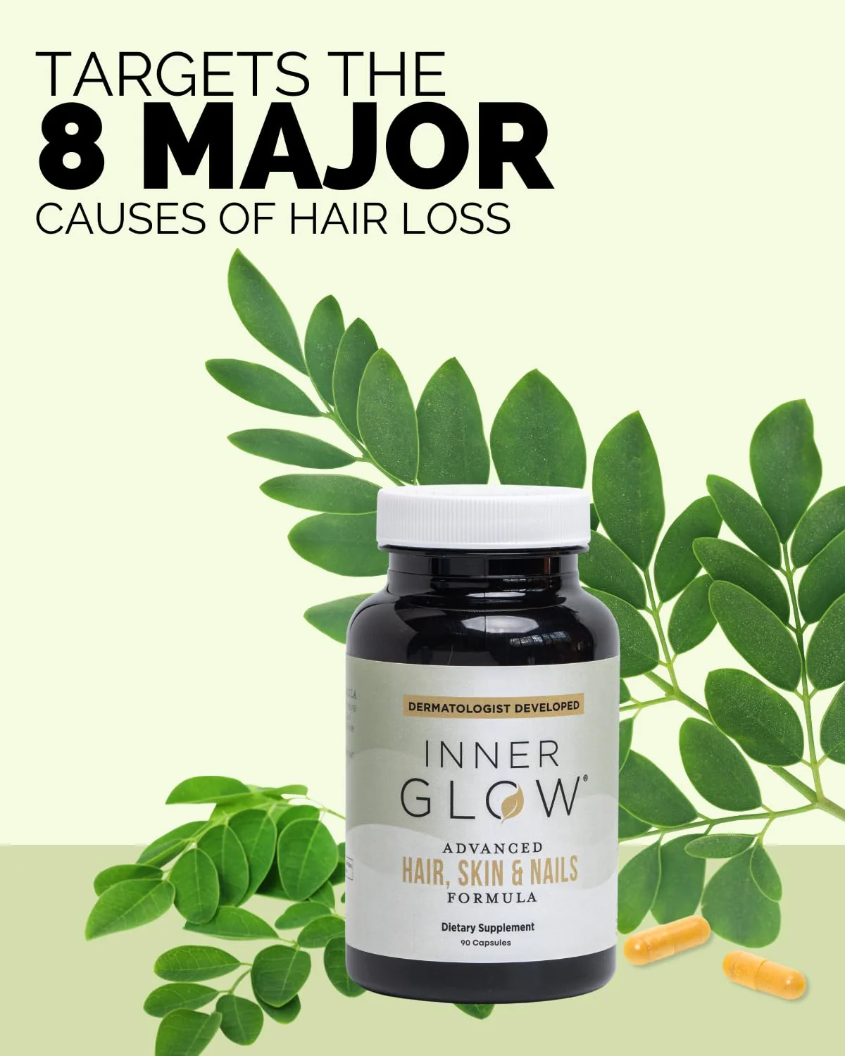 Inner Glow Advanced Hair, Skin & Nails Vitamins – Doctor-Developed Hair Supplement with Biotin, Collagen Peptides, Vitamin D & B12 – Clinically Tested 12-Week Results, Made in USA, Non-GMO - Image 6