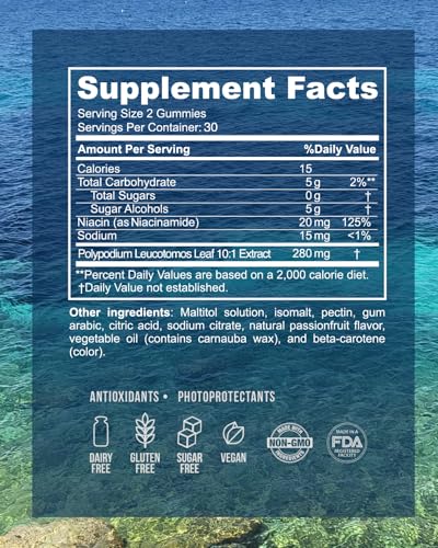 Inner Glow Sol Defense Gummies – Dermatologist & Plastic Surgeon-Formulated Skin Resilience Vitamin Supplement with Polypodium Leucotomos & Niacinamide, Passion Fruit Flavor, 60 Sugar-Free Gummies - Image 11