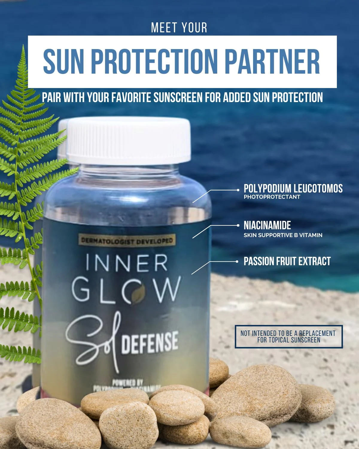 Inner Glow Sol Defense Gummies – Dermatologist & Plastic Surgeon-Formulated Skin Resilience Vitamin Supplement with Polypodium Leucotomos & Niacinamide, Passion Fruit Flavor, 60 Sugar-Free Gummies - Image 8