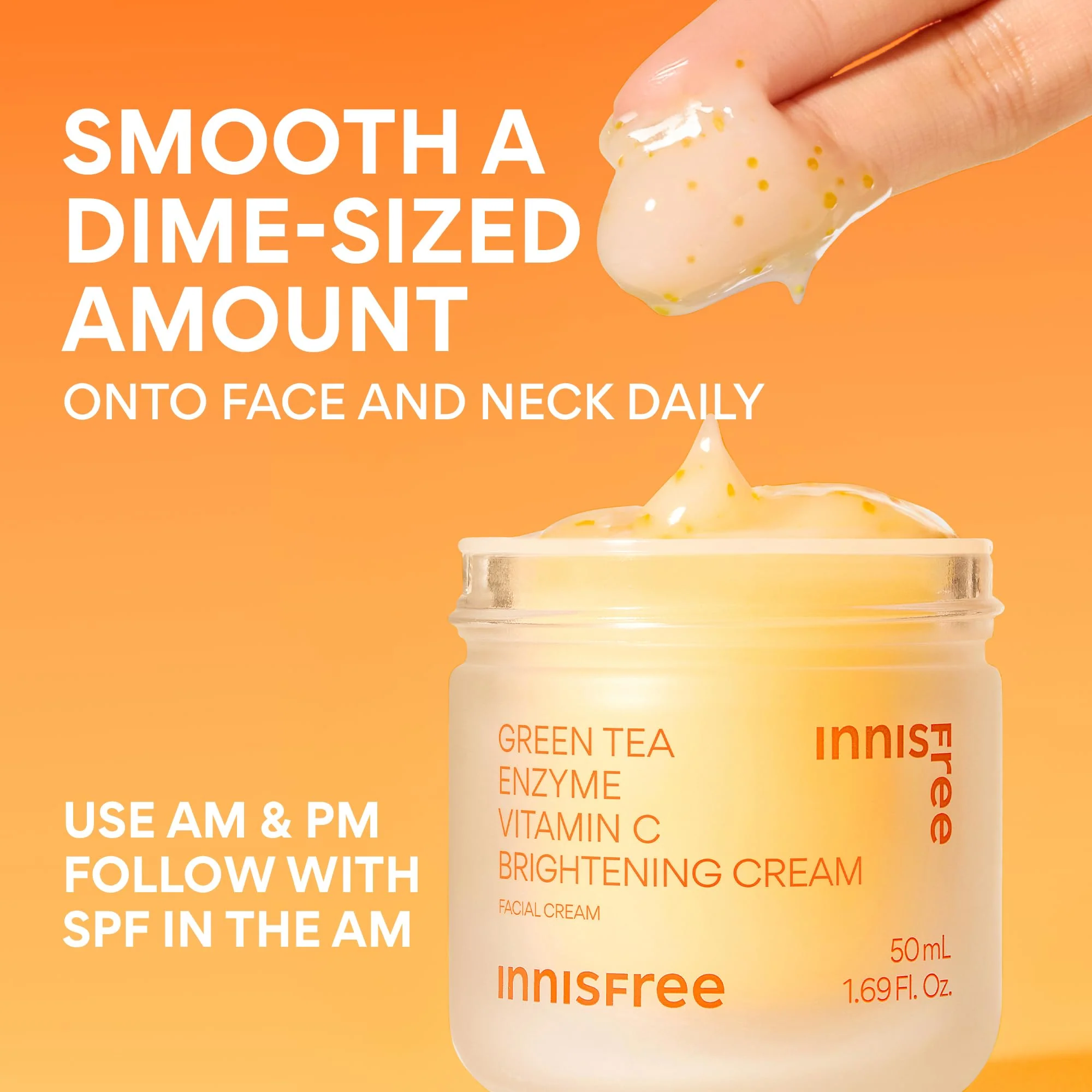 innisfree Green Tea Enzyme Vitamin C Brightening Cream, Korean Face Moisturizer for Dark Spots, Hydration & Radiant Skin - Image 4