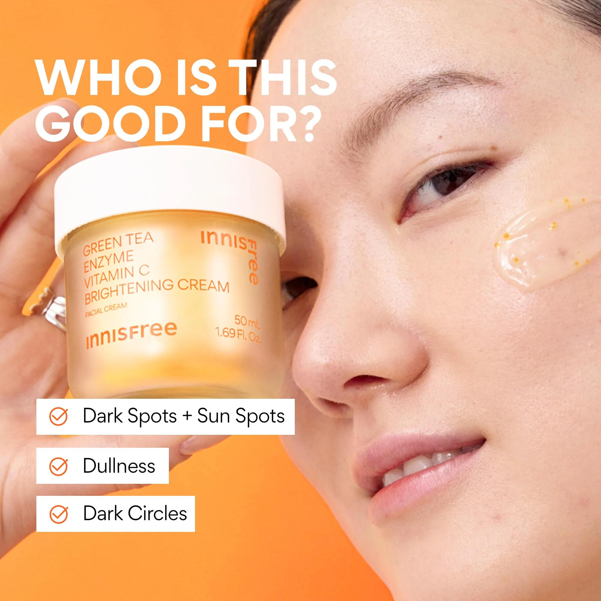 innisfree Green Tea Enzyme Vitamin C Brightening Cream, Korean Face Moisturizer for Dark Spots, Hydration & Radiant Skin - Image 5