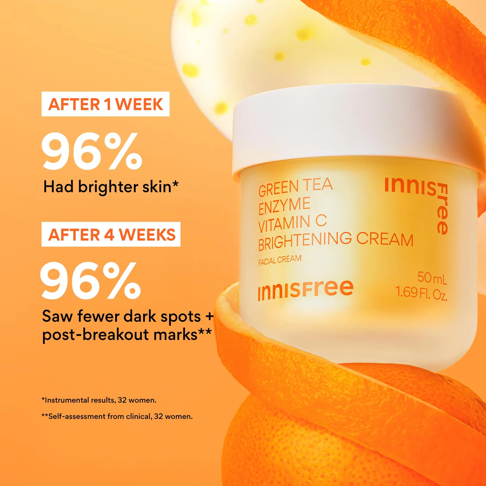 innisfree Green Tea Enzyme Vitamin C Brightening Cream, Korean Face Moisturizer for Dark Spots, Hydration & Radiant Skin - Image 9