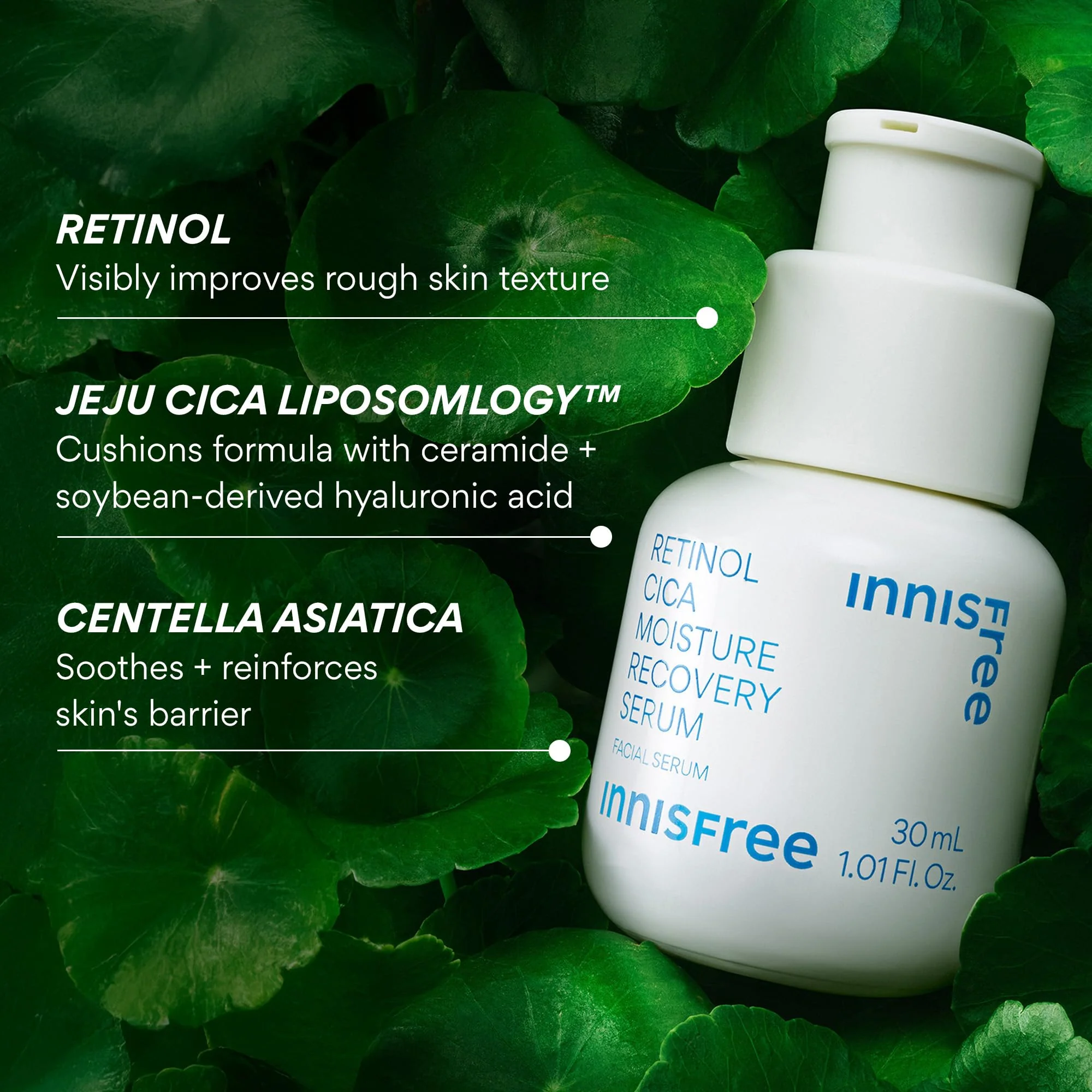 innisfree Retinol Cica Serum with Salicylic Acid, Korean Moisture Recovery Treatment for Beginners, Face Care - Image 4