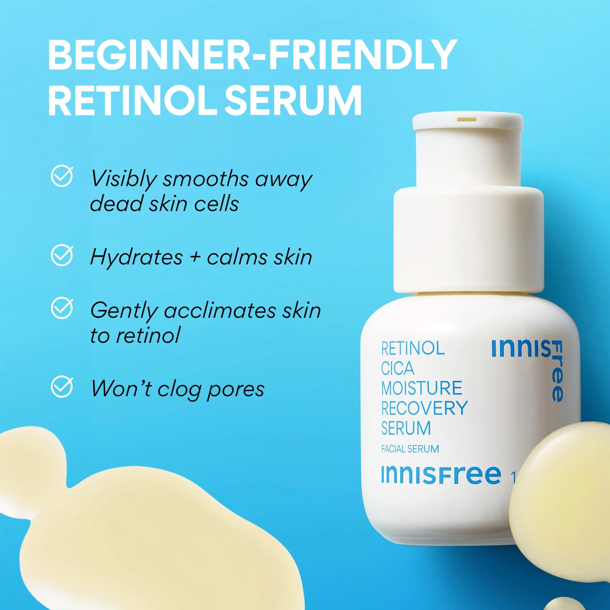 innisfree Retinol Cica Serum with Salicylic Acid, Korean Moisture Recovery Treatment for Beginners, Face Care - Image 6
