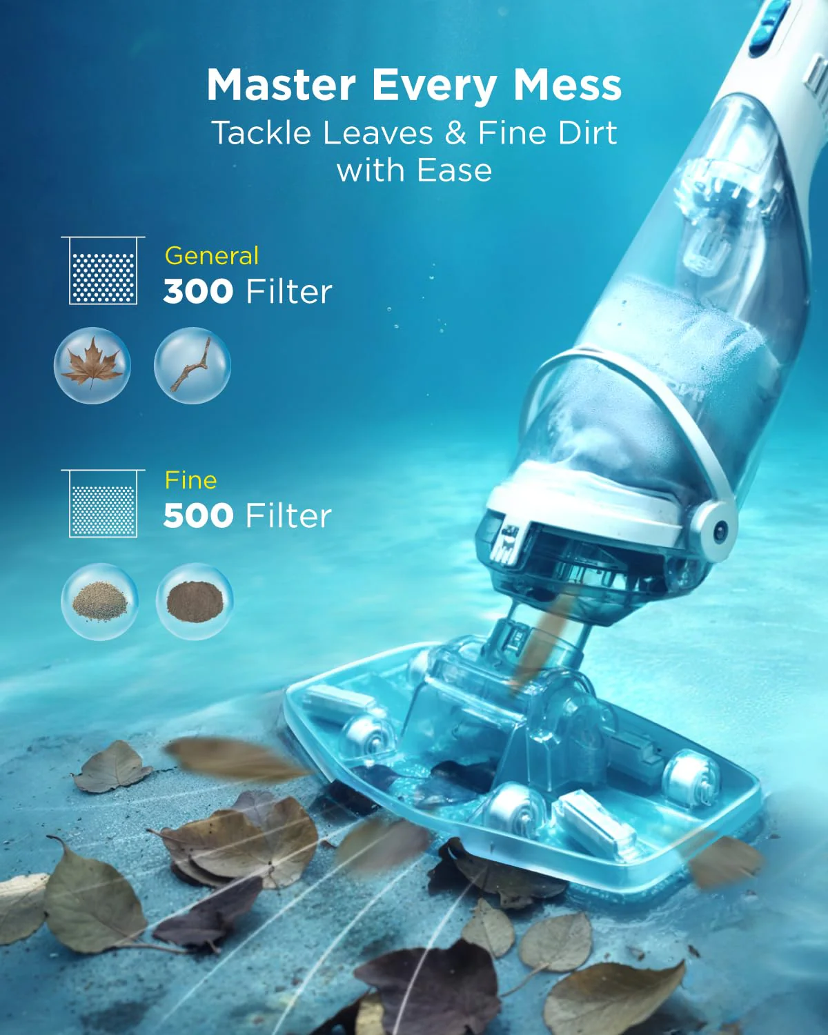 InoKraft Pool Vacuum for Above Ground Pool, Cordless Pool Vacuum for Inground Pools, Rechargeable Pool Cleaner with Powerful Suction, Above Ground Pool Vacuum with 59” Extendable Pole, Blue - Image 5