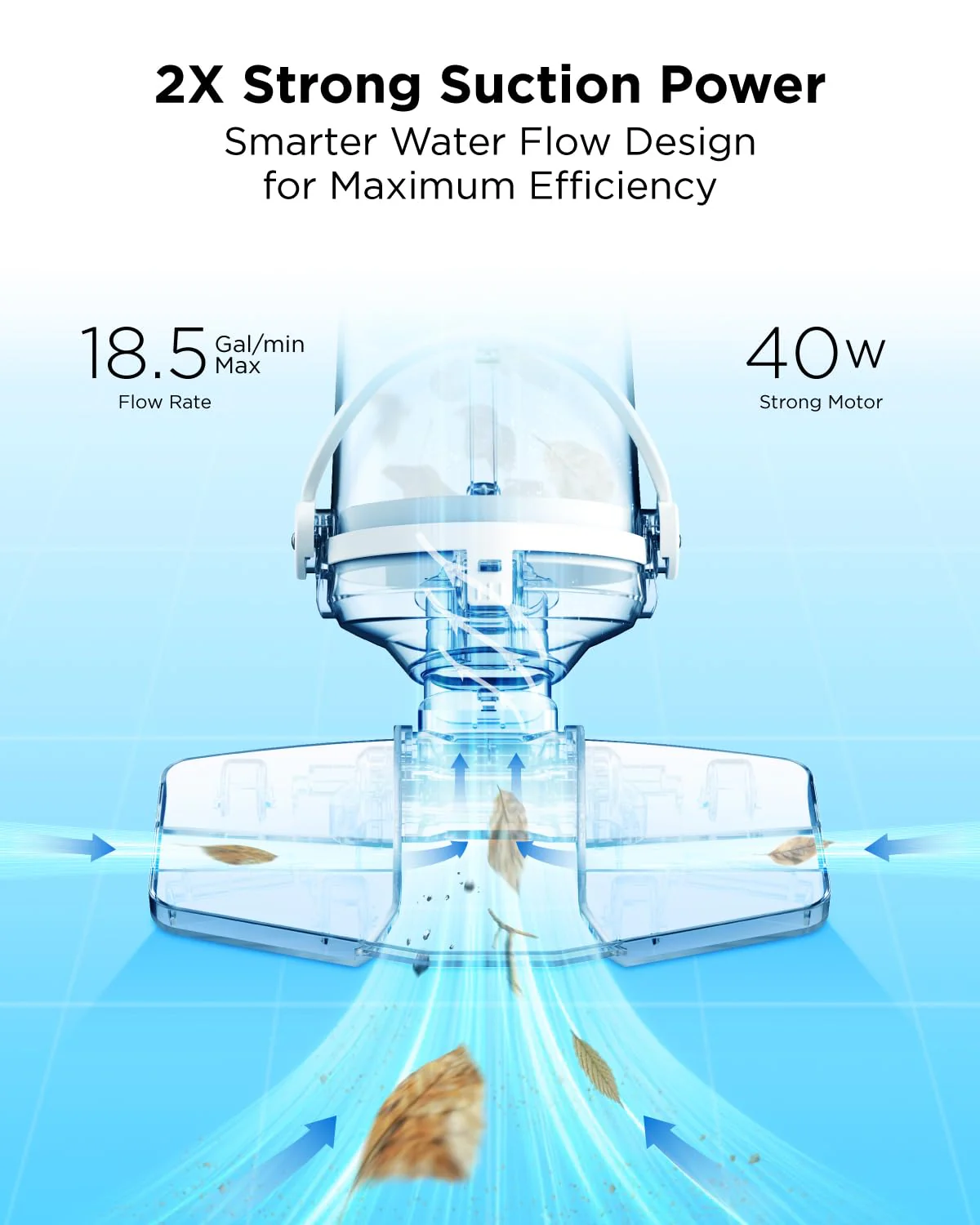 InoKraft Pool Vacuum for Above Ground Pool, Cordless Pool Vacuum for Inground Pools, Rechargeable Pool Cleaner with Powerful Suction, Above Ground Pool Vacuum with 59” Extendable Pole, Blue - Image 7