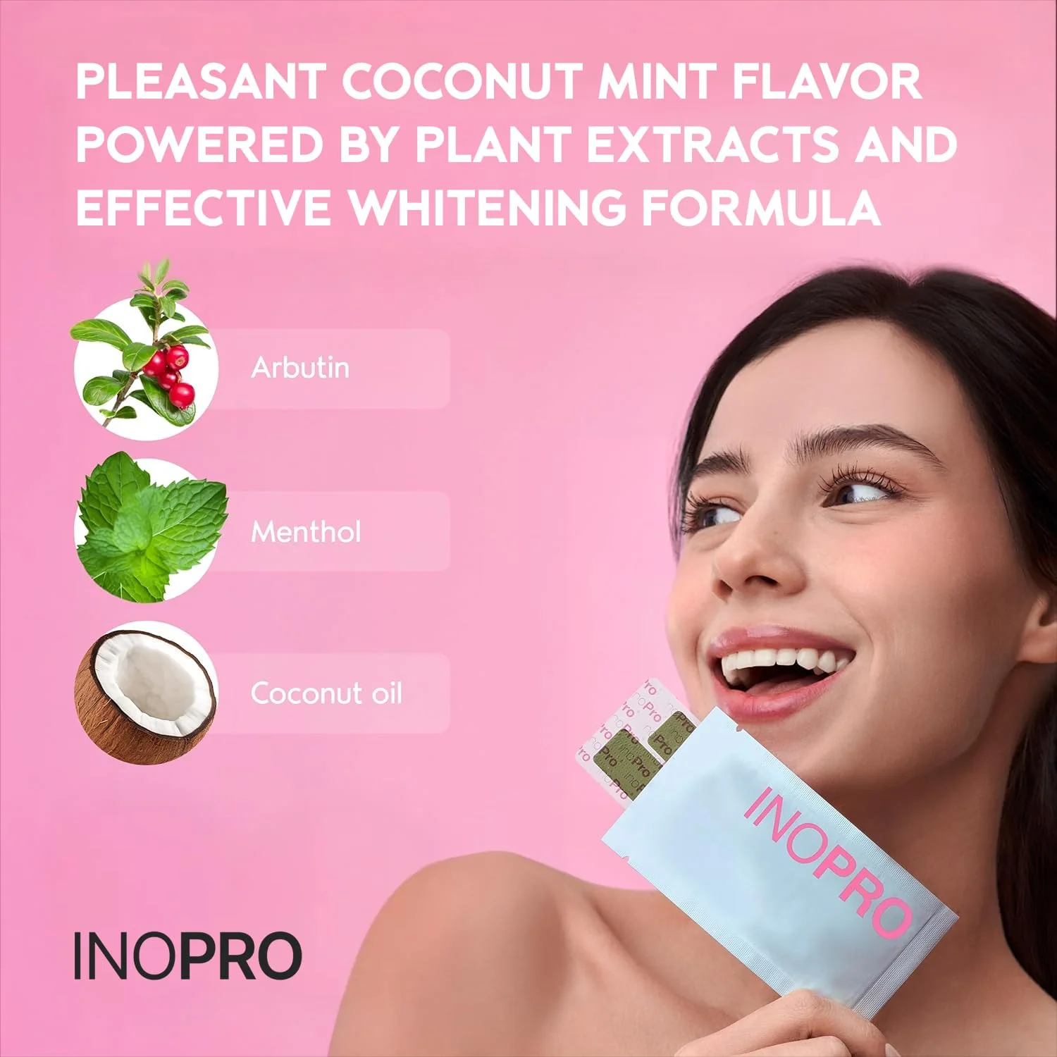 InoPro Teeth Whitening Strips 7 Treatments Kit - Sensitive Teeth Whitener, Peroxide Free, Enamel Safe Green White Strips, Deep Stains Removal - Instant Teeth Whitening Without The Harm (14 Strips) - Image 5