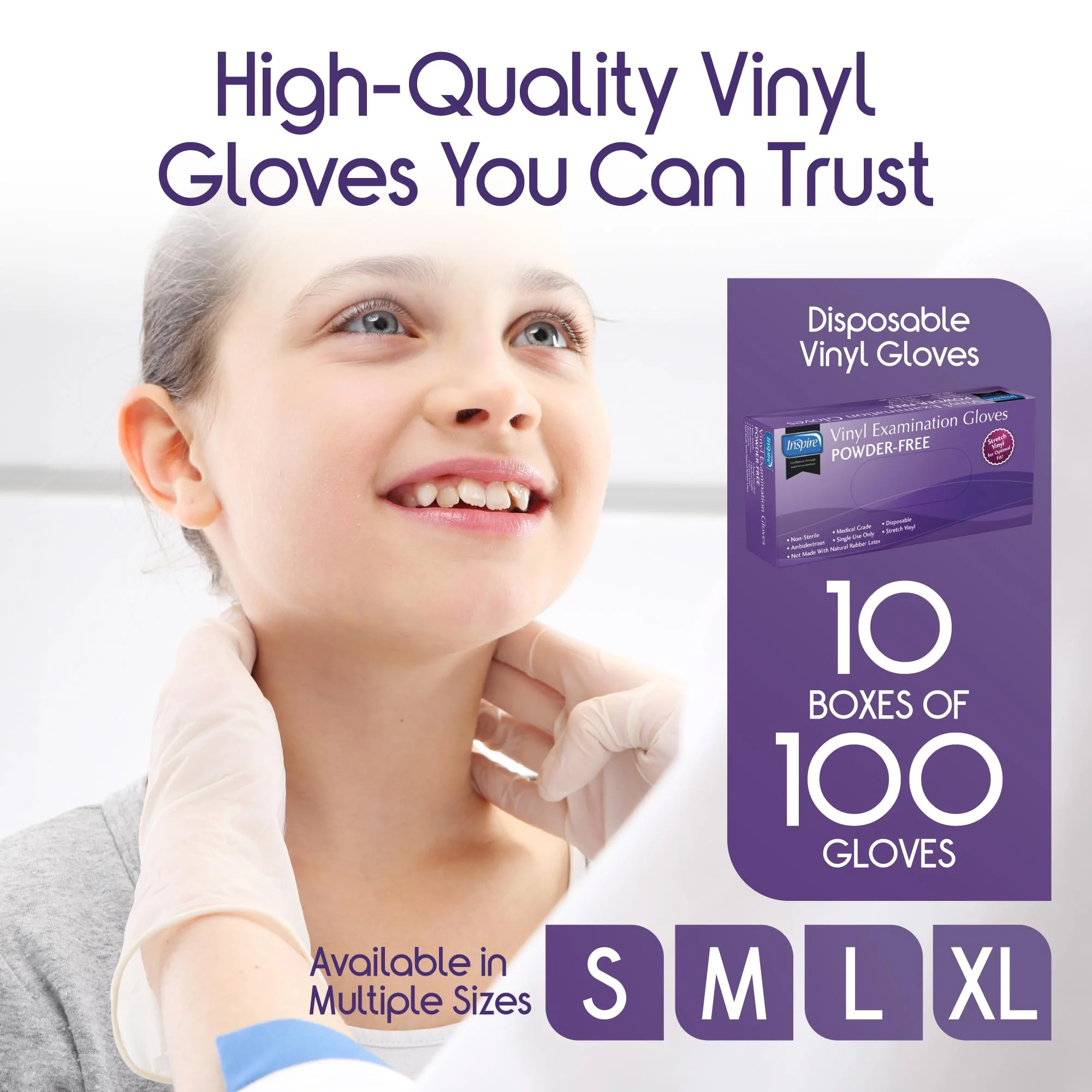 Inspire Stretch Vinyl Exam Gloves | THE ORIGINAL Quality Disposable Latex Free Medical Glove Cleaning Cooking Food Service Labs Healthcare and Household Small, 1000 Count - Image 8