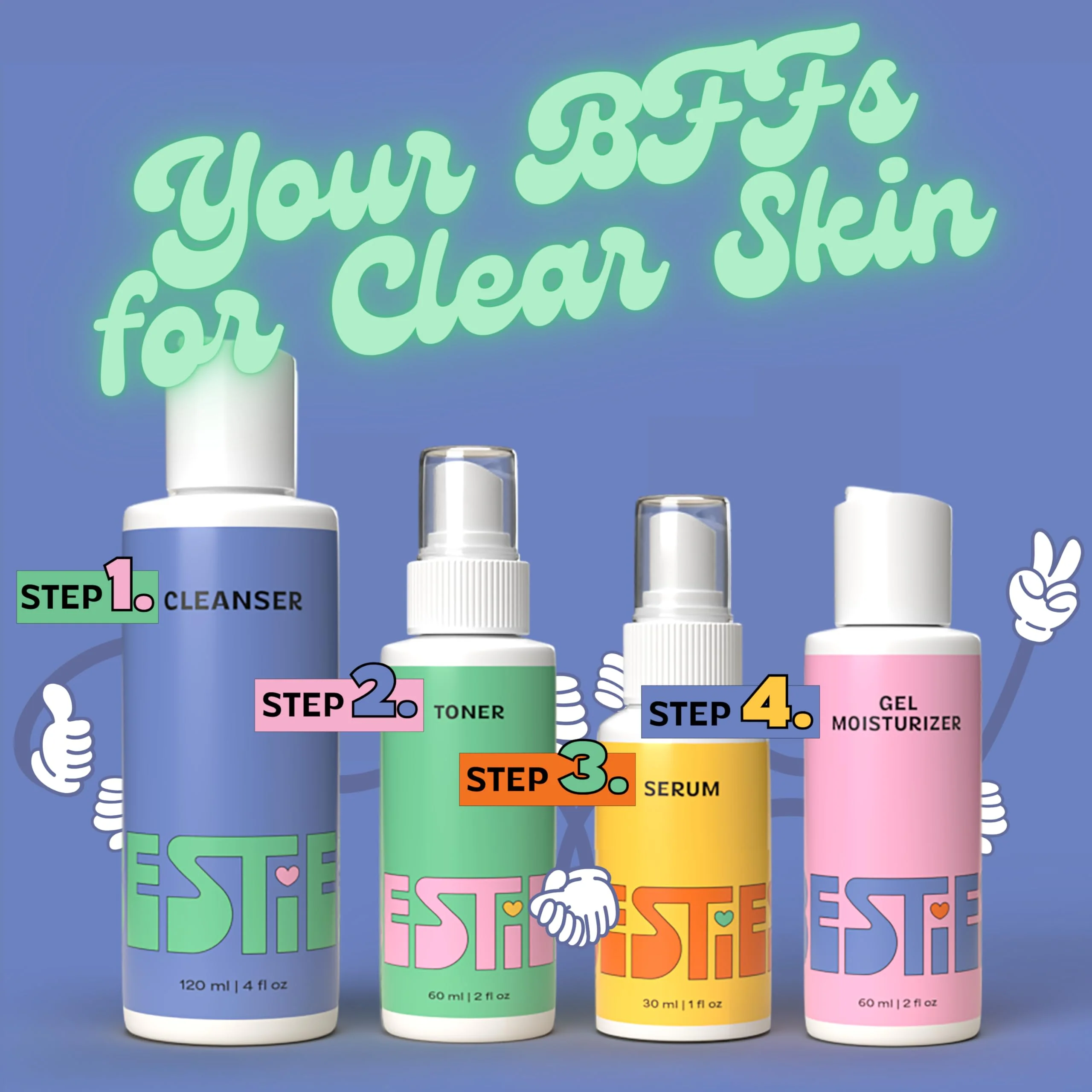 InstaNatural BESTIES BFF Four Step Teen Skincare Kit | Simple Skincare for Healthy Skin (Cleanser, Toner, Serum & Gel Moisturizer for All Skin Types) (BFF Four Step Kit, Fresh Citrus) - Image 5