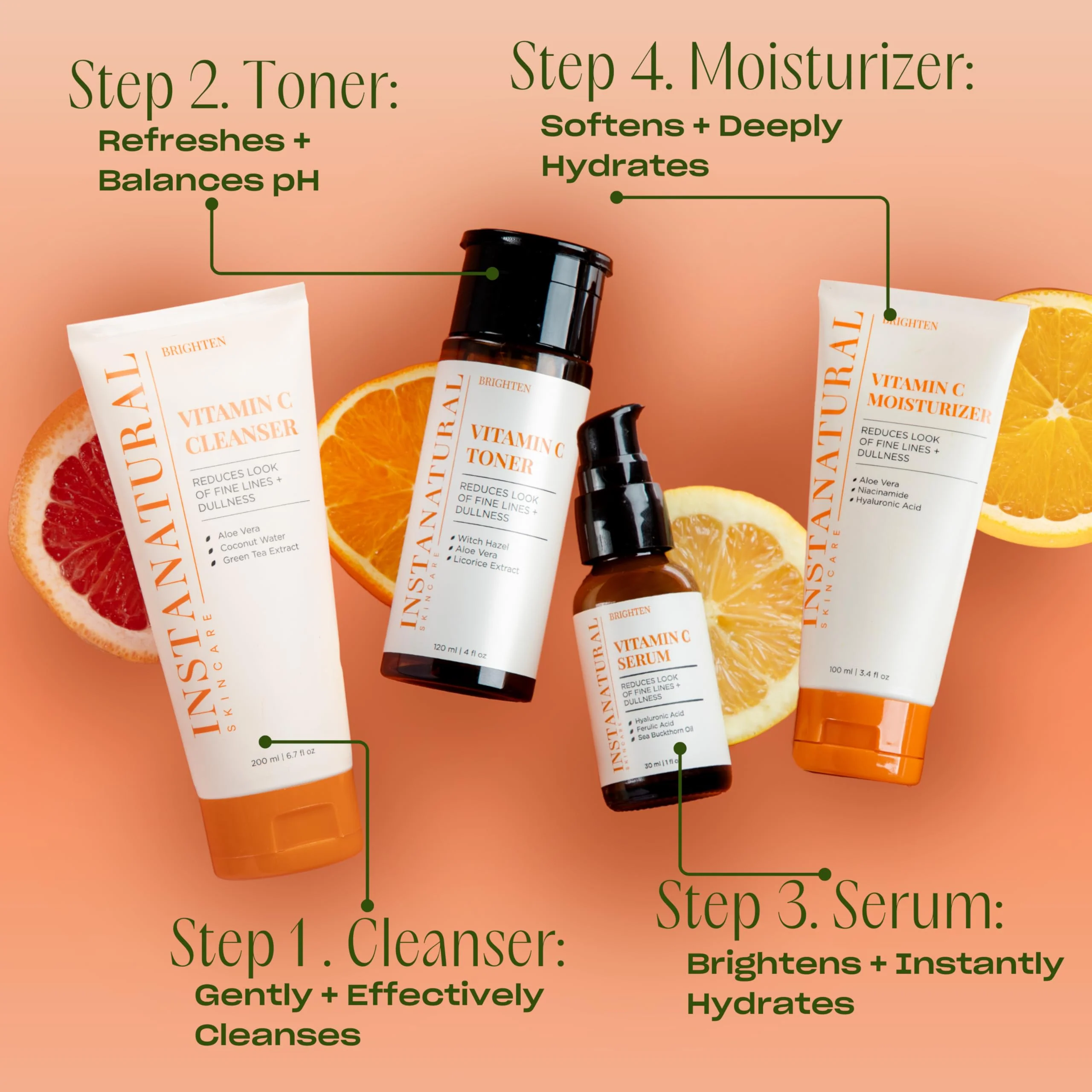 InstaNatural Vitamin C Moisturizer Face Cream, Brightens and Reduces the Look of Fine Lines and Wrinkles, Moisturizing Lotion for Dry Skin, with Hyaluronic Acid, 3.4 FL Oz - Image 3