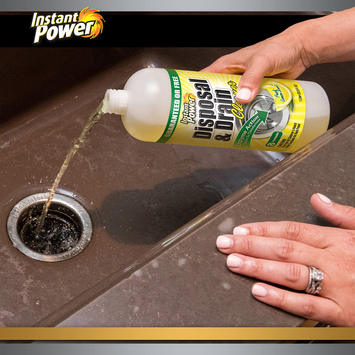 Instant Power Disposal and Drain Cleaner – Liquid Enzyme Clog Remover, Cleans and Deodorizes, Removes Drain Blockages, Fresh Lemon Scent 33.8 Fl oz, 1 Liter 4 Pack - Image 2