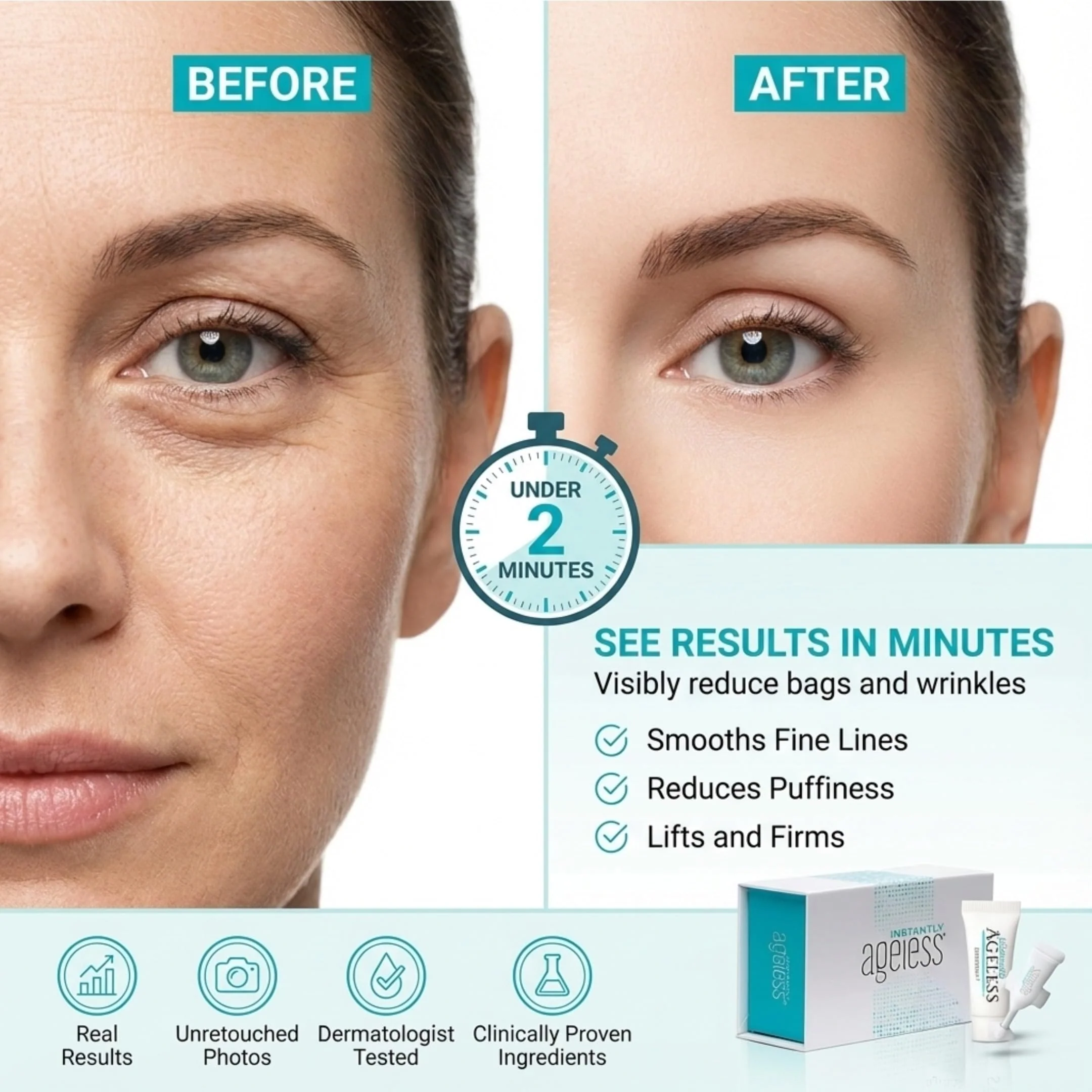 Instantly Ageless - Instant Face Lift Cream - Skin Care for Anti Aging Face Cream & Moisturizer with Vitamin C - Wrinkle Tightener - Instant Under Eye Bags Remover - Facelift in a Box of 25 Vials - Image 8