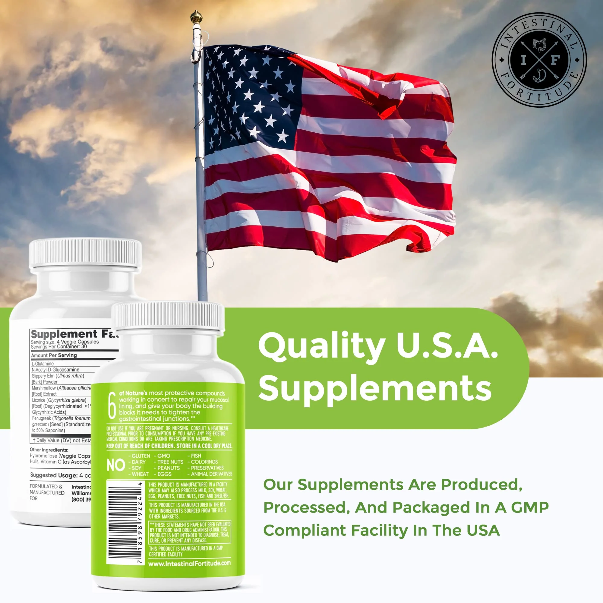 Intestinal Fortitude GLR-6 - Gut Lining Repair Supplement for Gut Health - Leaky Gut Repair with L-Glutamine, Slippery Elm, DGL Licorice Root, Marshmallow Root, Fenugreek - IBS, IBD, GERD - Vegan - Image 3