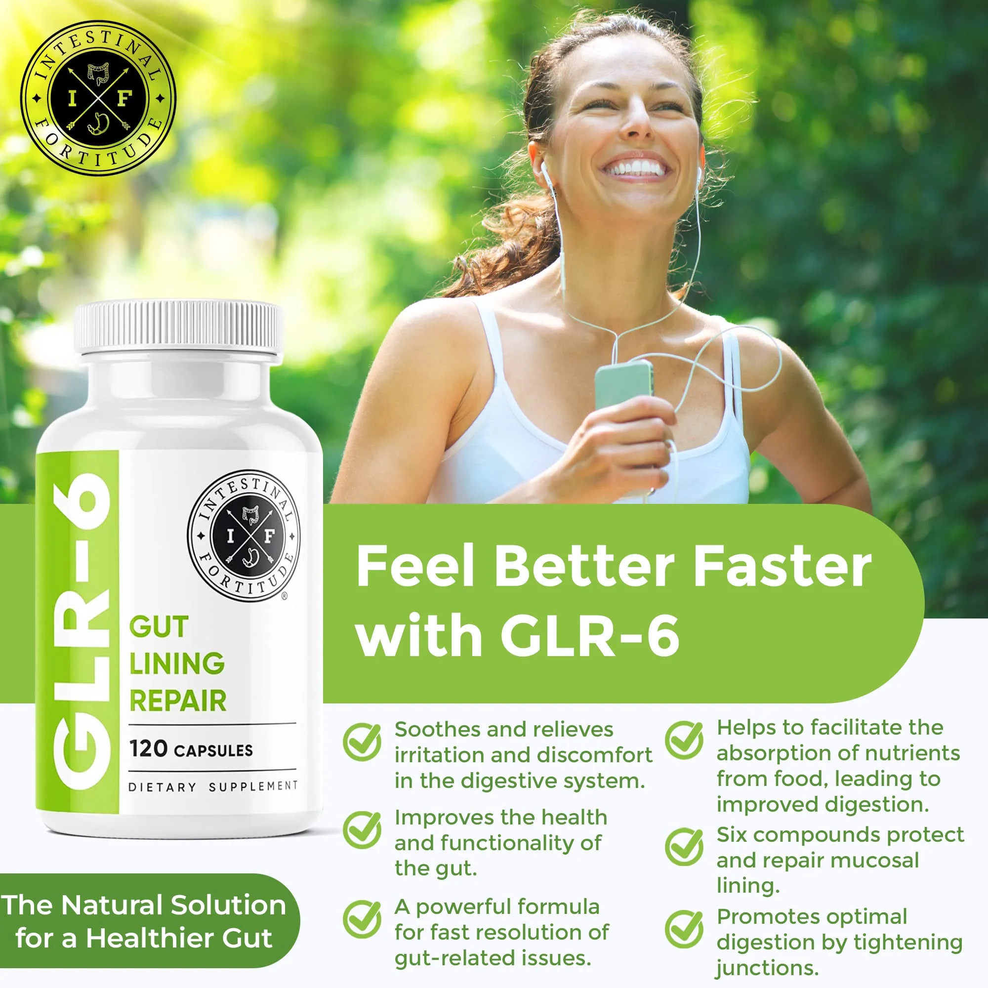 Intestinal Fortitude GLR-6 - Gut Lining Repair Supplement for Gut Health - Leaky Gut Repair with L-Glutamine, Slippery Elm, DGL Licorice Root, Marshmallow Root, Fenugreek - IBS, IBD, GERD - Vegan - Image 6