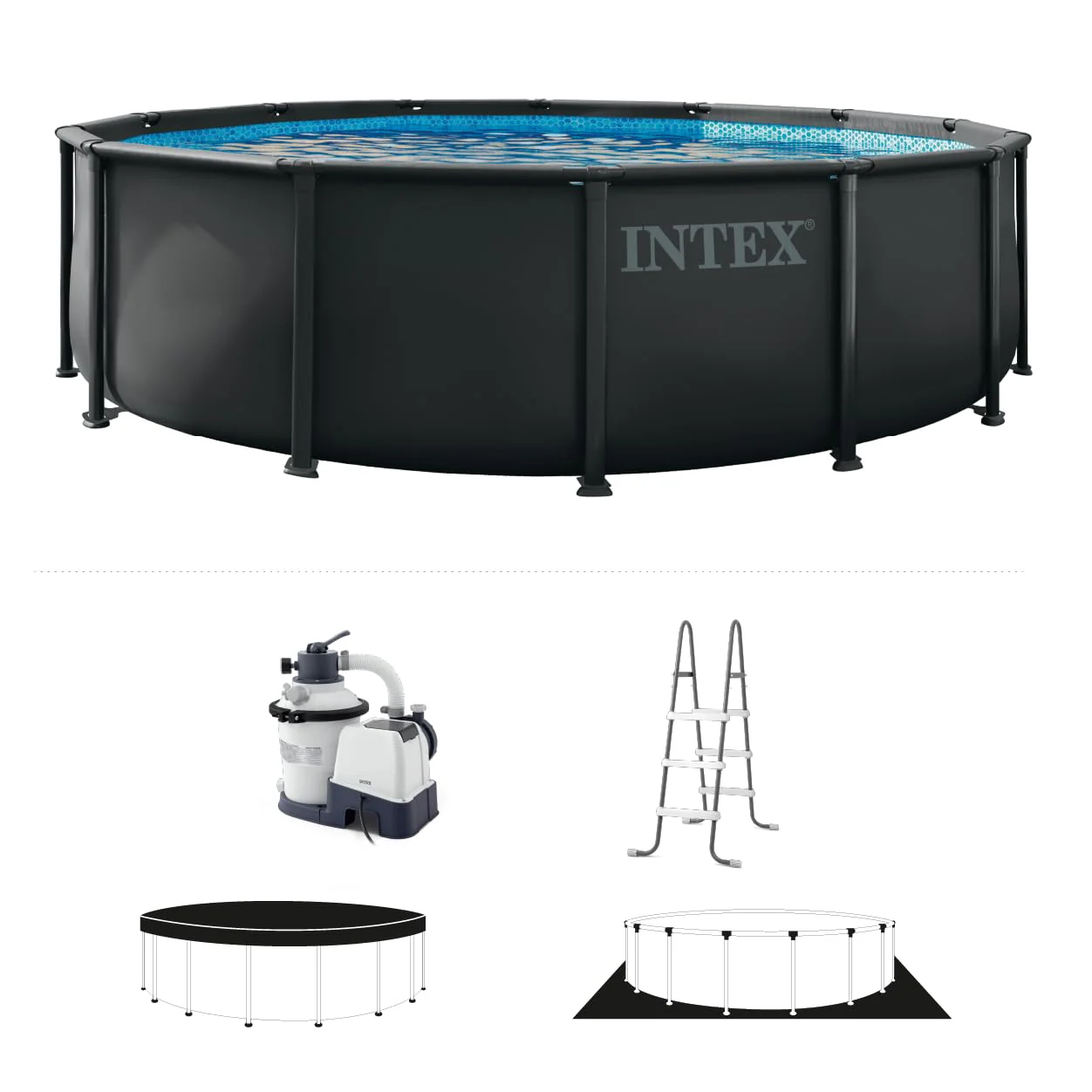 INTEX 26309MZ 14ft x 42in Ultra XTR Frame Deluxe Above Ground Swimming Pool Set with 925 GPH Sand Filter Pump, Removable Ladder, Ground Cloth, Pool Cover, SuperTough, Puncture and Rust Resistant - Image 8