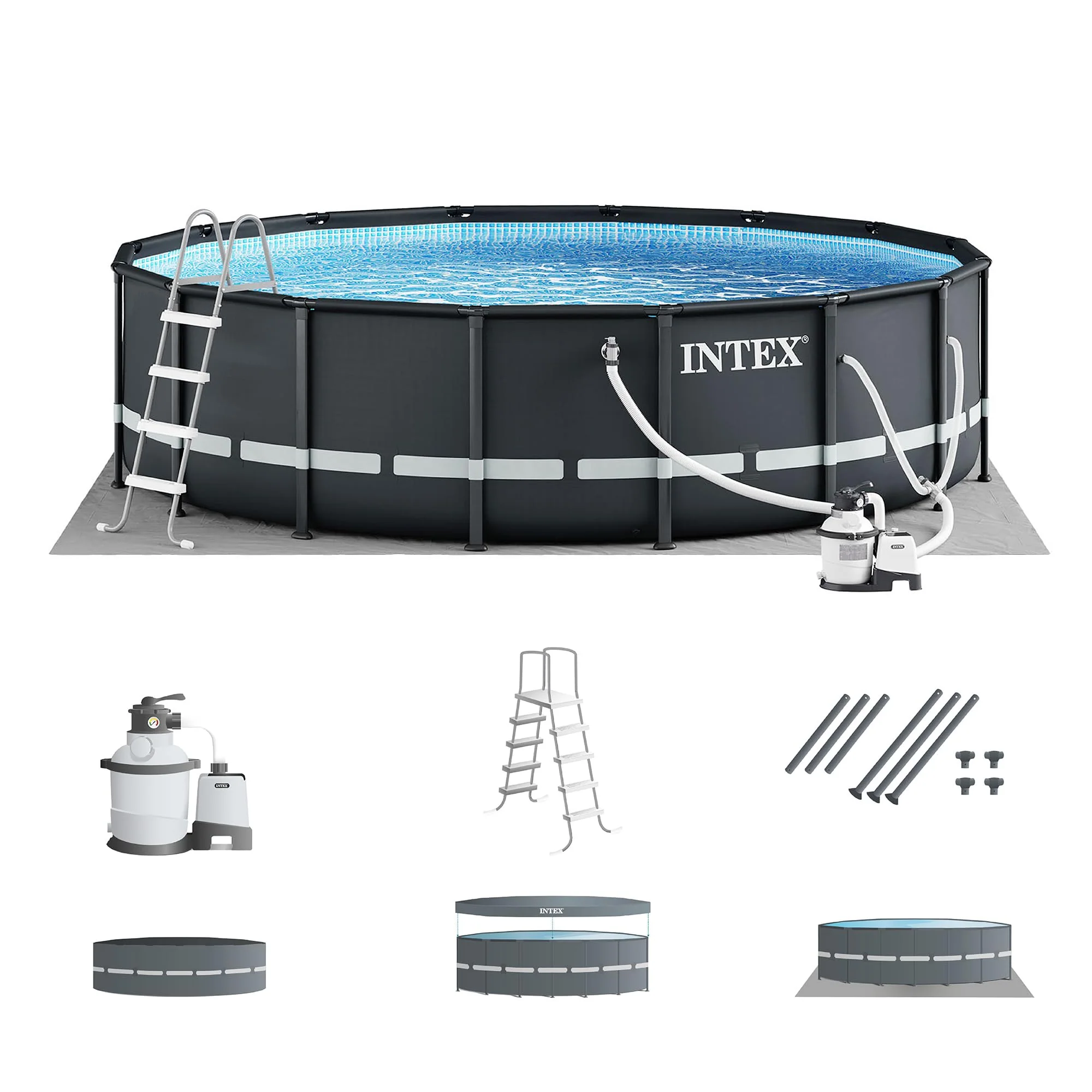 INTEX 26325EH Ultra XTR Deluxe Above Ground Swimming Pool Set: 16ft x 48in – Includes 1500 GPH Cartridge Sand Filter Pump – SuperTough Puncture Resistant – Rust Resistant – Easy to Assemble