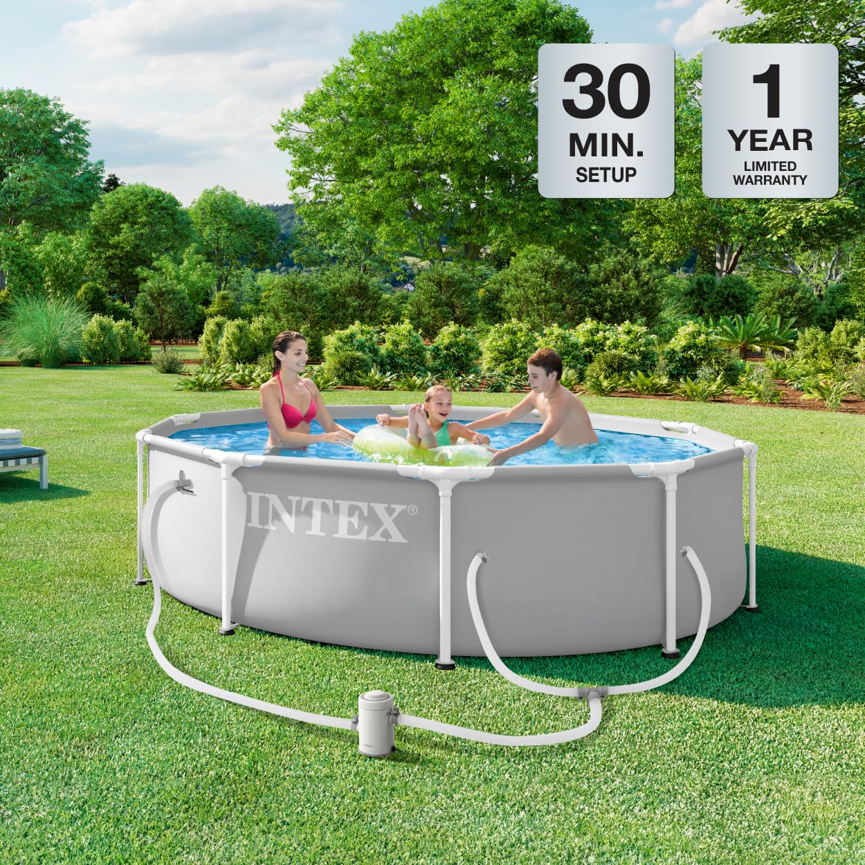 INTEX 26701EP 10Ft X 30In Prism Frame Premium Above Ground Swimming Pool Set with Filter Pump - Image 3