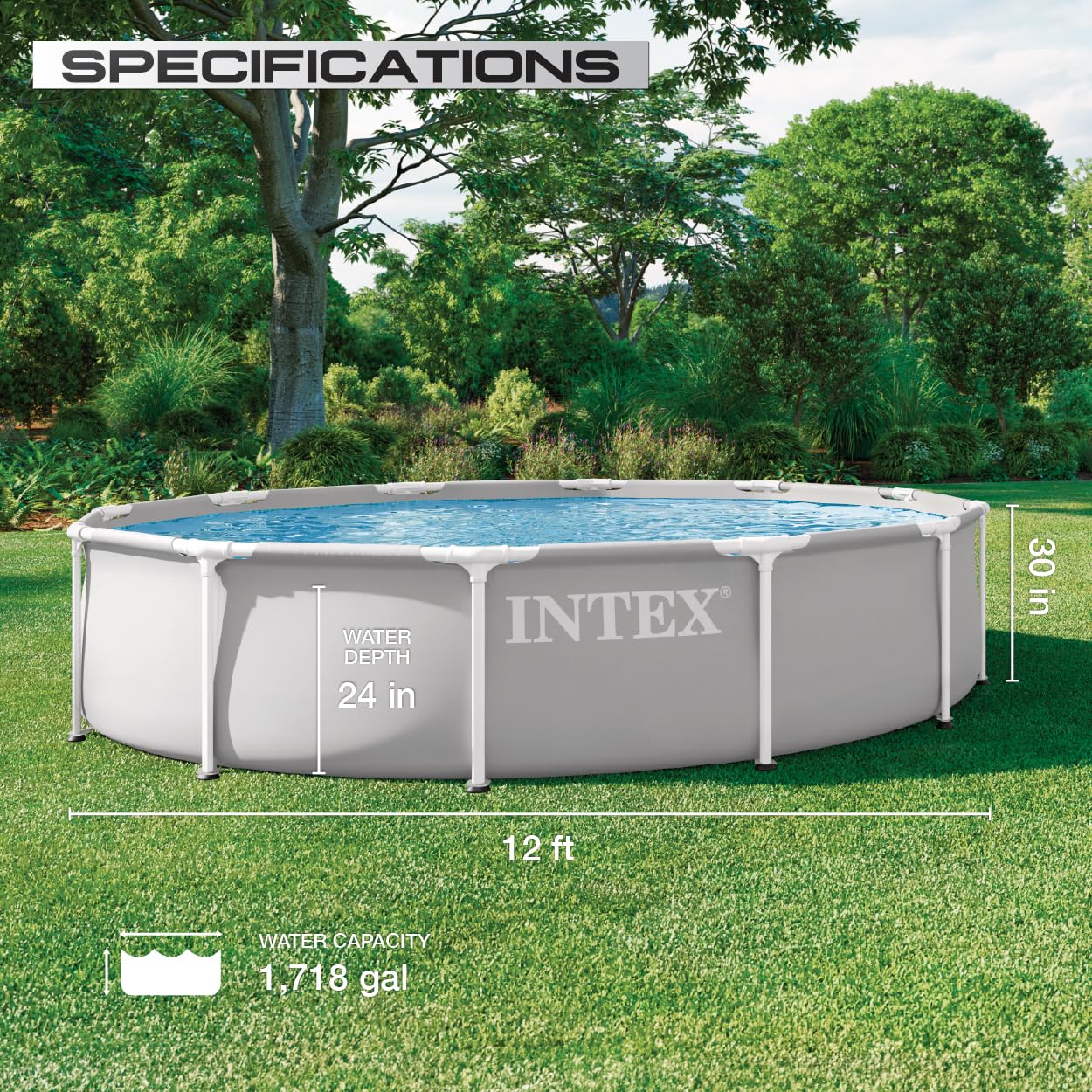 INTEX 26711EP 12Ft X 30In Prism Frame Premium Above Ground Swimming Pool Set with Filter Pump - Image 7