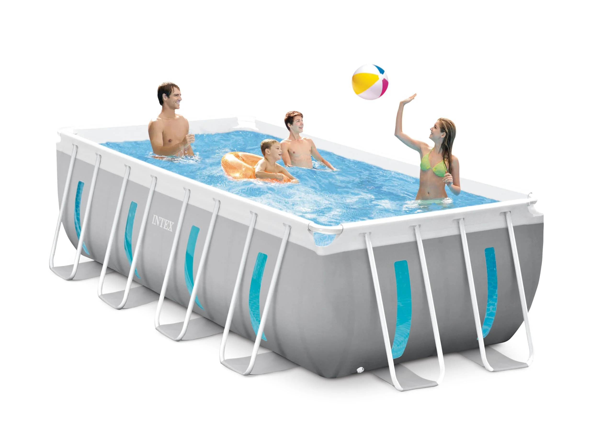 INTEX 26769EH 13ft X 6.5ft x 48in Prism Frame Clearview Rectangular Above Ground Swimming Pool Set with 530 GPH Cartridge Filter Pump, Ground Cloth, Pool Cover