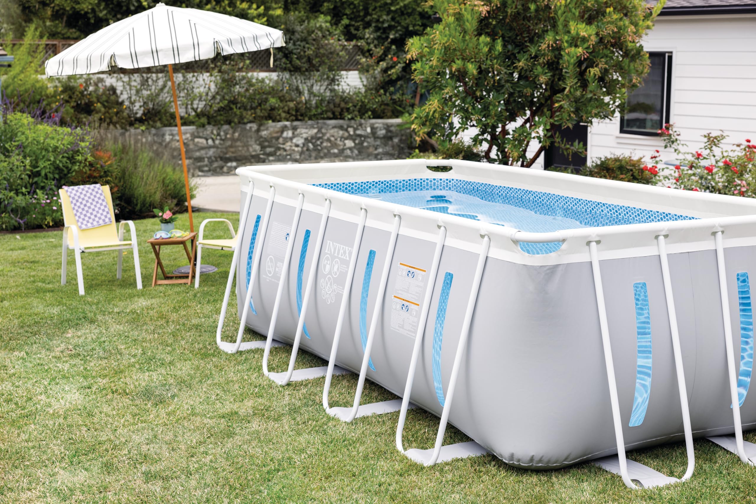 INTEX 26769EH 13ft X 6.5ft x 48in Prism Frame Clearview Rectangular Above Ground Swimming Pool Set with 530 GPH Cartridge Filter Pump, Ground Cloth, Pool Cover - Image 3
