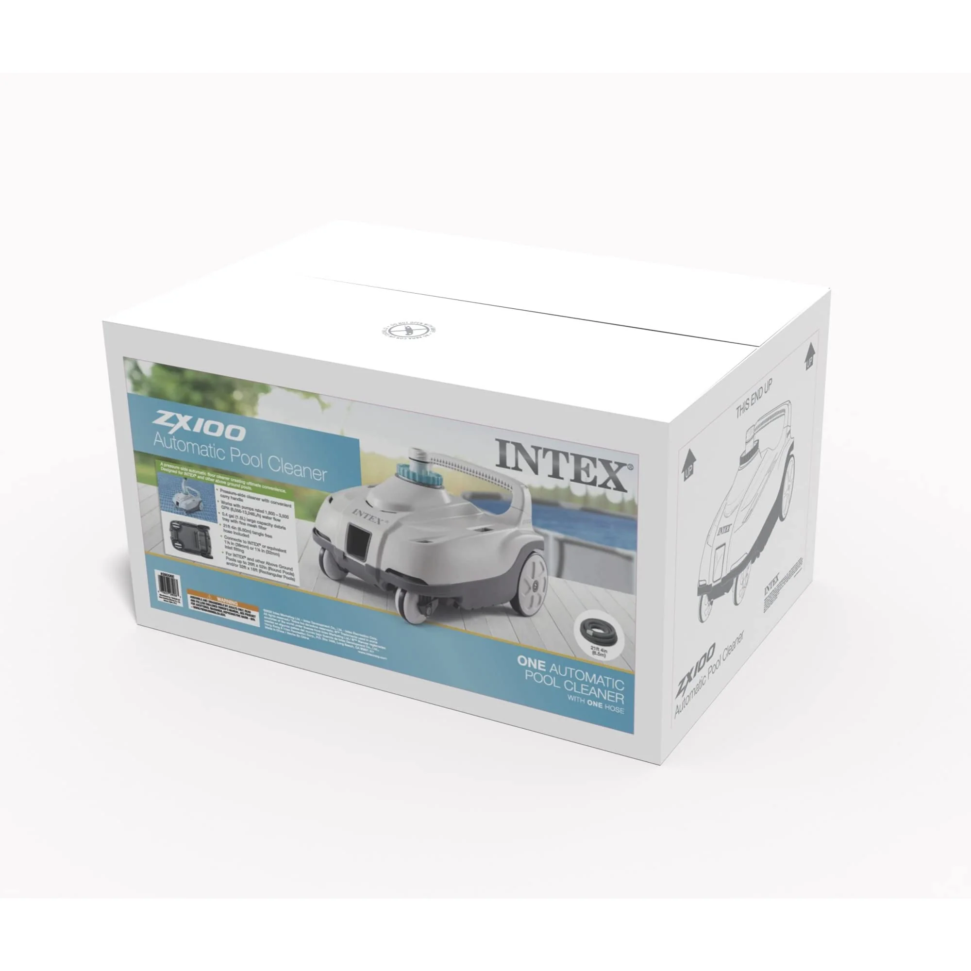 INTEX 28006E ZX100 Pressure-Side Above Ground Automatic Pool Cleaner: For Bigger Pools – Cleans Pool Floor – Removes Debris – Removable Filter Tray – 21ft Tangle Free Hose - Image 2