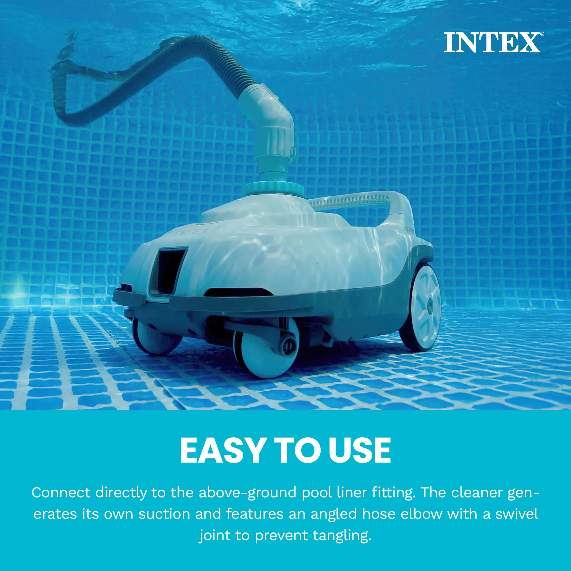 INTEX 28006E ZX100 Pressure-Side Above Ground Automatic Pool Cleaner: For Bigger Pools – Cleans Pool Floor – Removes Debris – Removable Filter Tray – 21ft Tangle Free Hose - Image 6