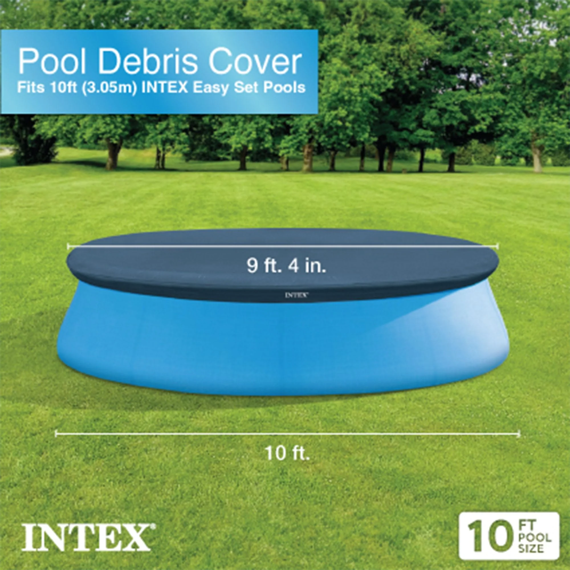INTEX 28021E Pool Cover: For 10ft Round Easy Set Pools – Includes Rope Tie – Drain Holes – 12in Overhang – Snug Fit - Image 9