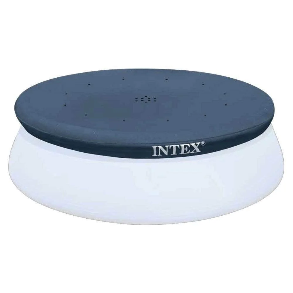 Intex 28021E Pool Cover: For 10ft Round Easy Set Pools – Includes Rope Tie – Drain Holes – 12in Overhang – Snug Fit - Image 2