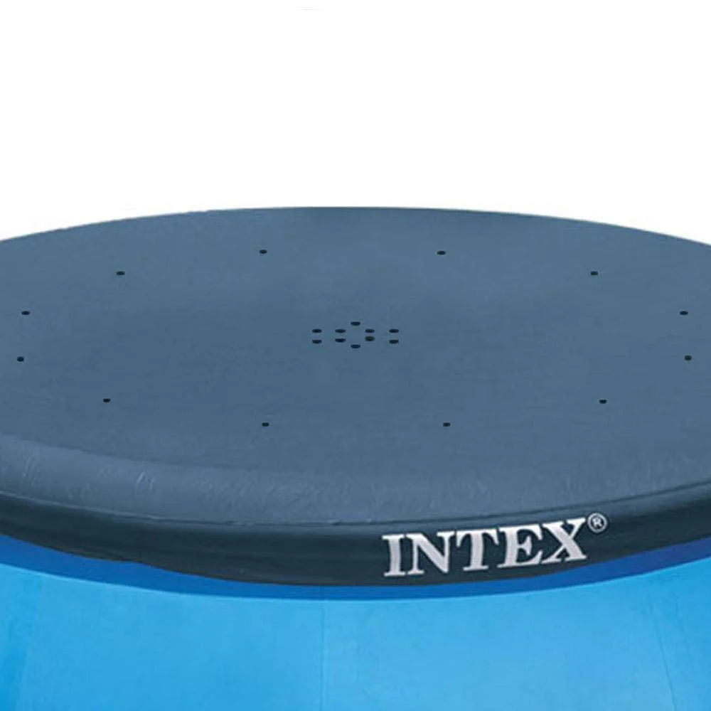 Intex 28021E Pool Cover: For 10ft Round Easy Set Pools – Includes Rope Tie – Drain Holes – 12in Overhang – Snug Fit - Image 4