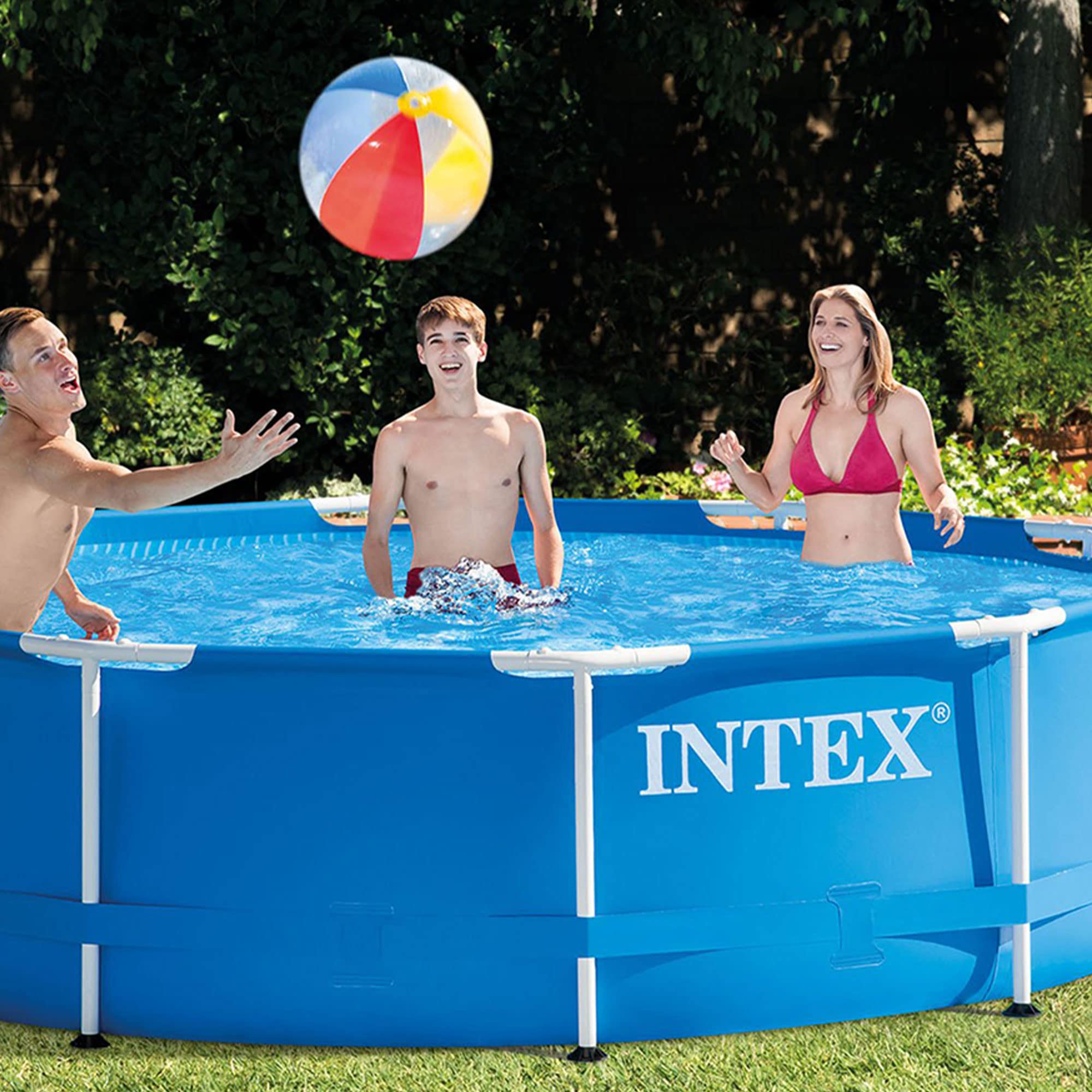 Intex 28200EH 10 Foot x 30 Inch 4 Person Outdoor Metal Frame Above Ground Round Swimming Pool with Easy Set-Up (Pump Not Included) - Image 4