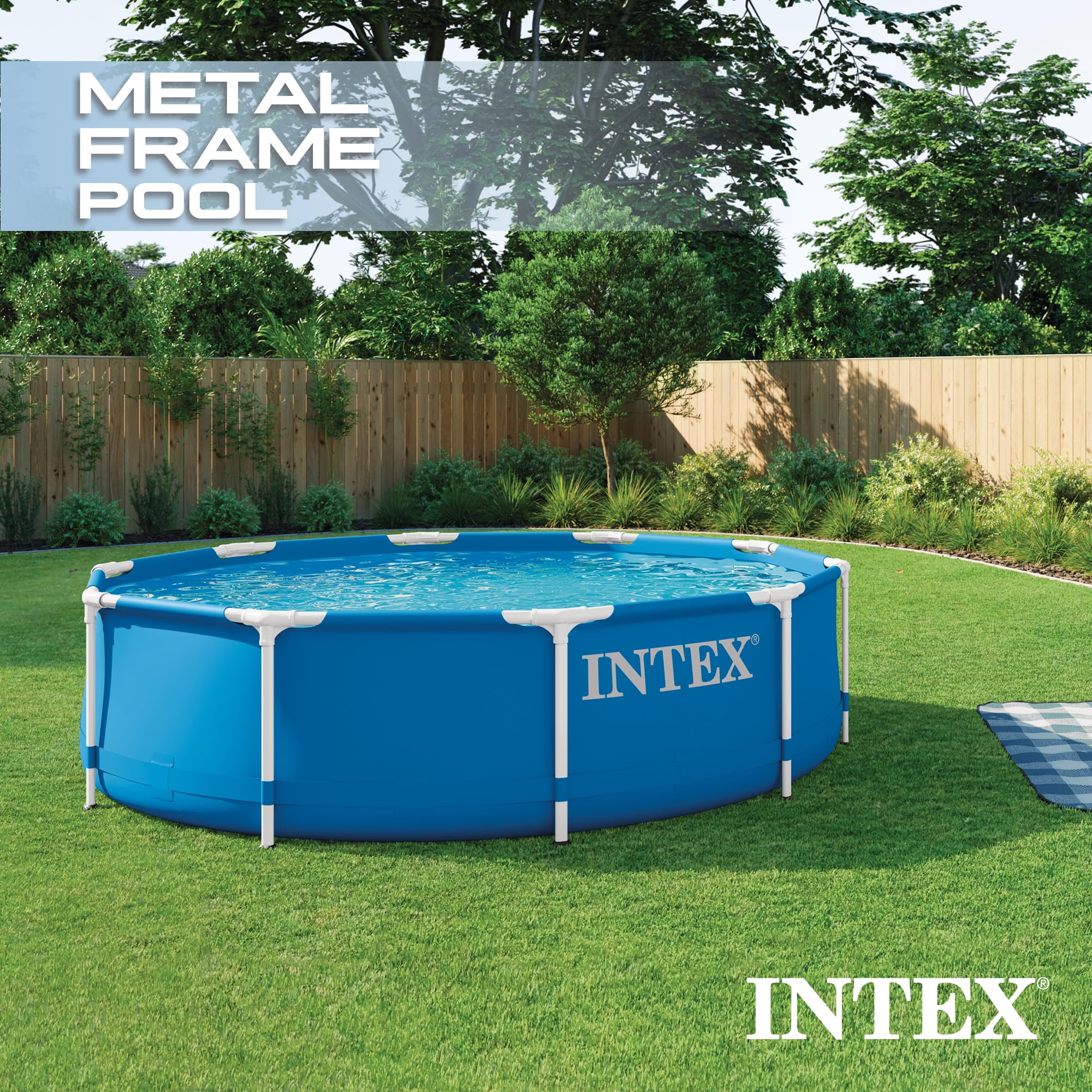 Intex 28200EH 10 Foot x 30 Inch 4 Person Outdoor Metal Frame Above Ground Round Swimming Pool with Easy Set-Up (Pump Not Included) - Image 7