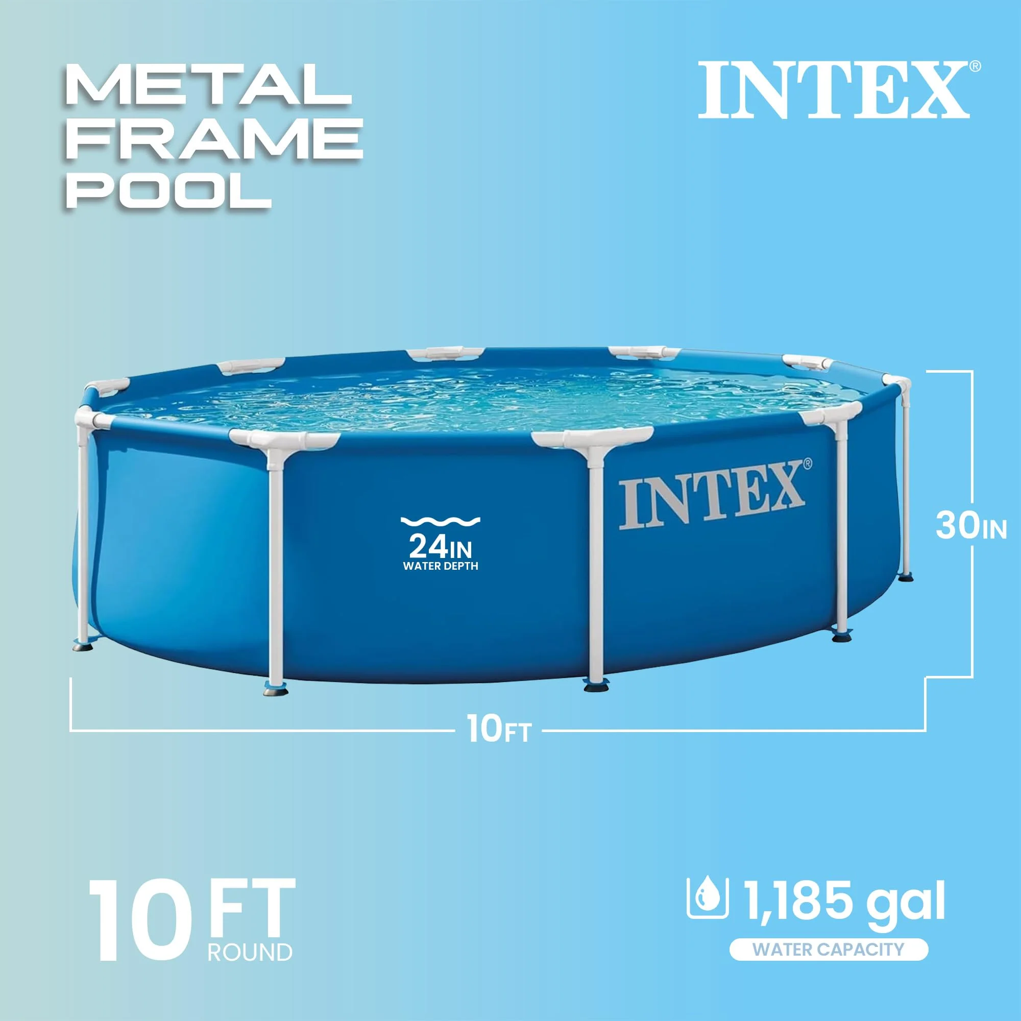 INTEX 28200EP 10Ft X 30In Metal Frame Above Ground Swimming Pool, Pool Only (Pump Not Included) - Image 7