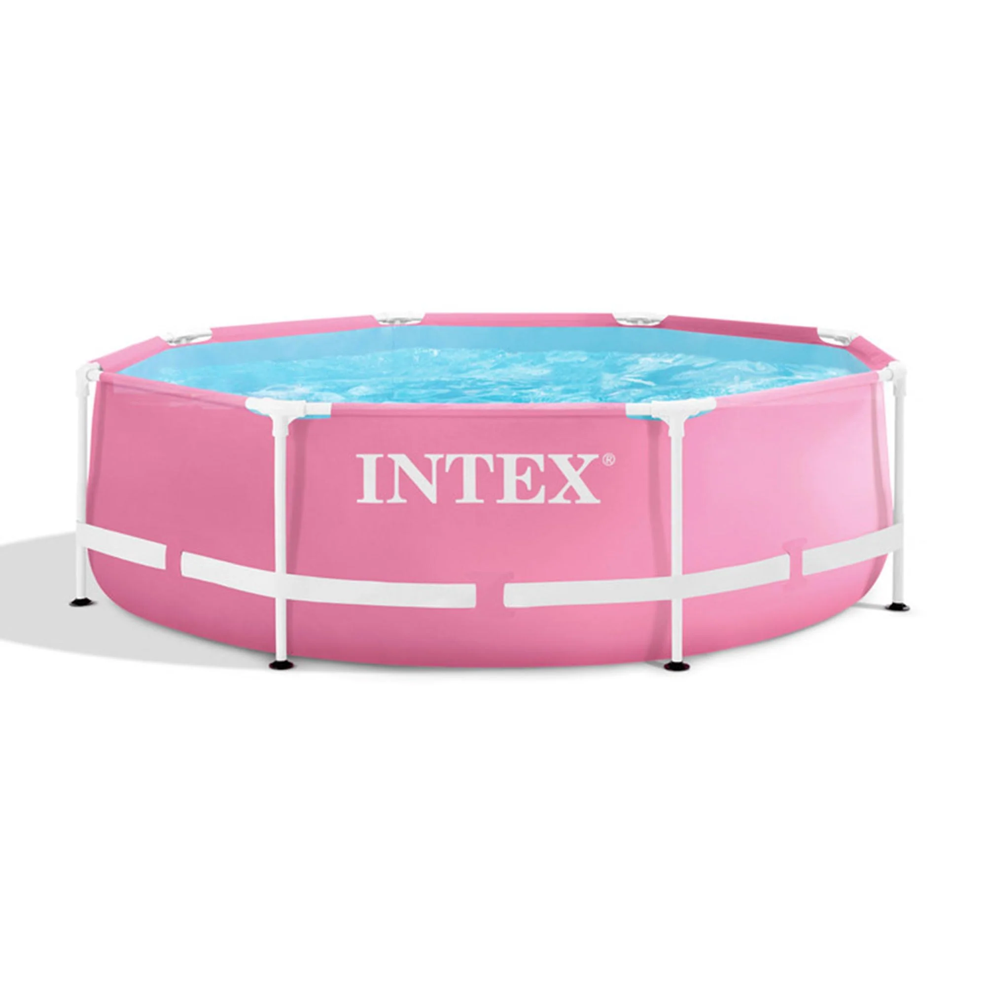 Intex 28290EH 8 Feet by 30 Inches Easy to Assemble Large Round Metal Frame Above Ground Swimming Pool with Dual Suction Outlet Fittings, Pink - Image 2