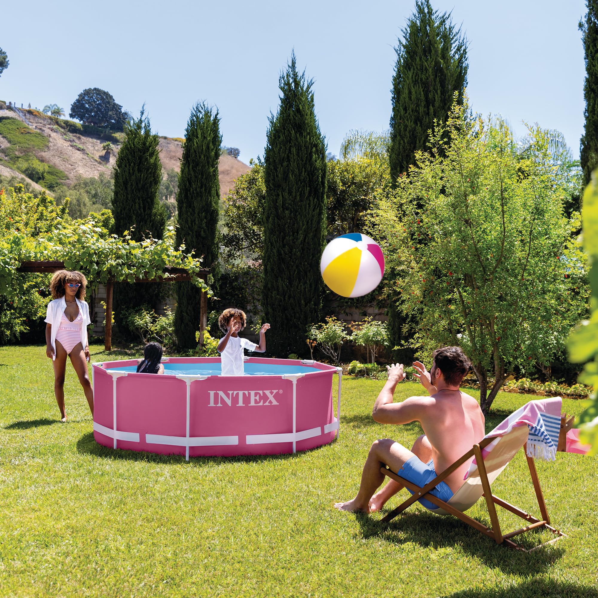 Intex 28290EH 8 Feet by 30 Inches Easy to Assemble Large Round Metal Frame Above Ground Swimming Pool with Dual Suction Outlet Fittings, Pink - Image 6